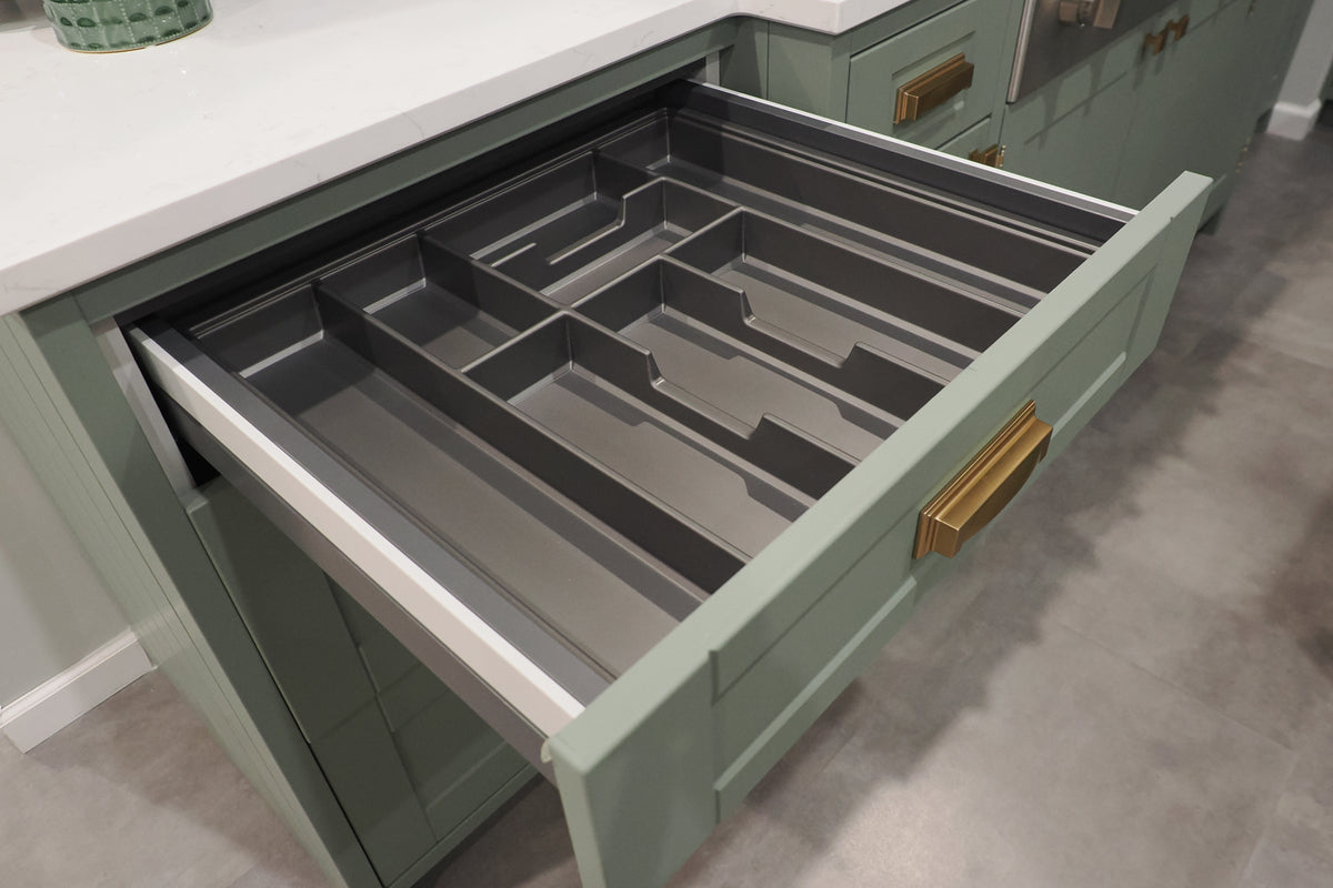 Wren Shaker Sage Green Matte Kitchen with Island