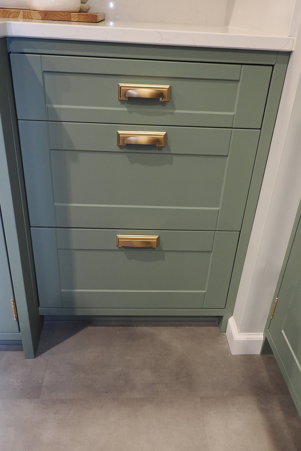 Wren Shaker Sage Green Matte Kitchen with Island