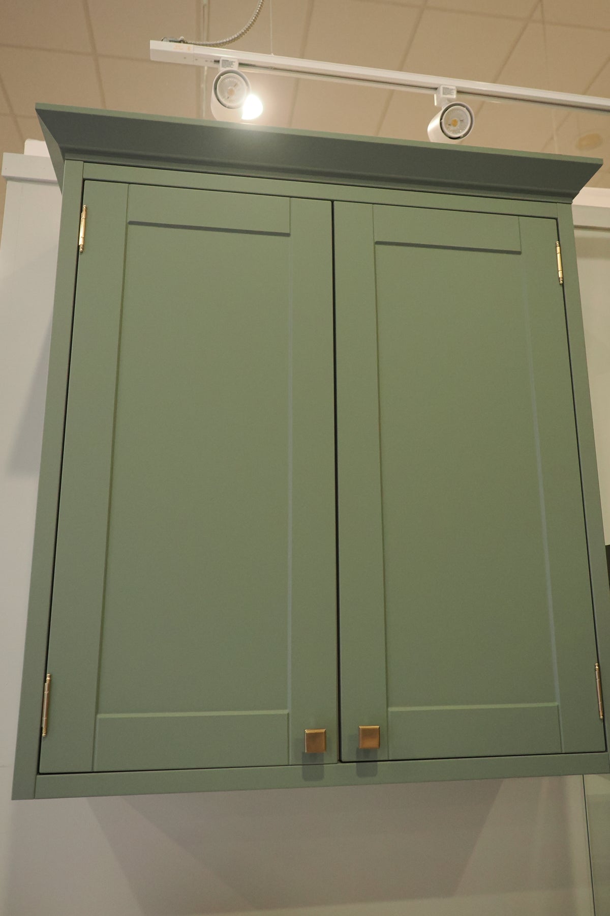 Wren Shaker Sage Green Matte Kitchen with Island