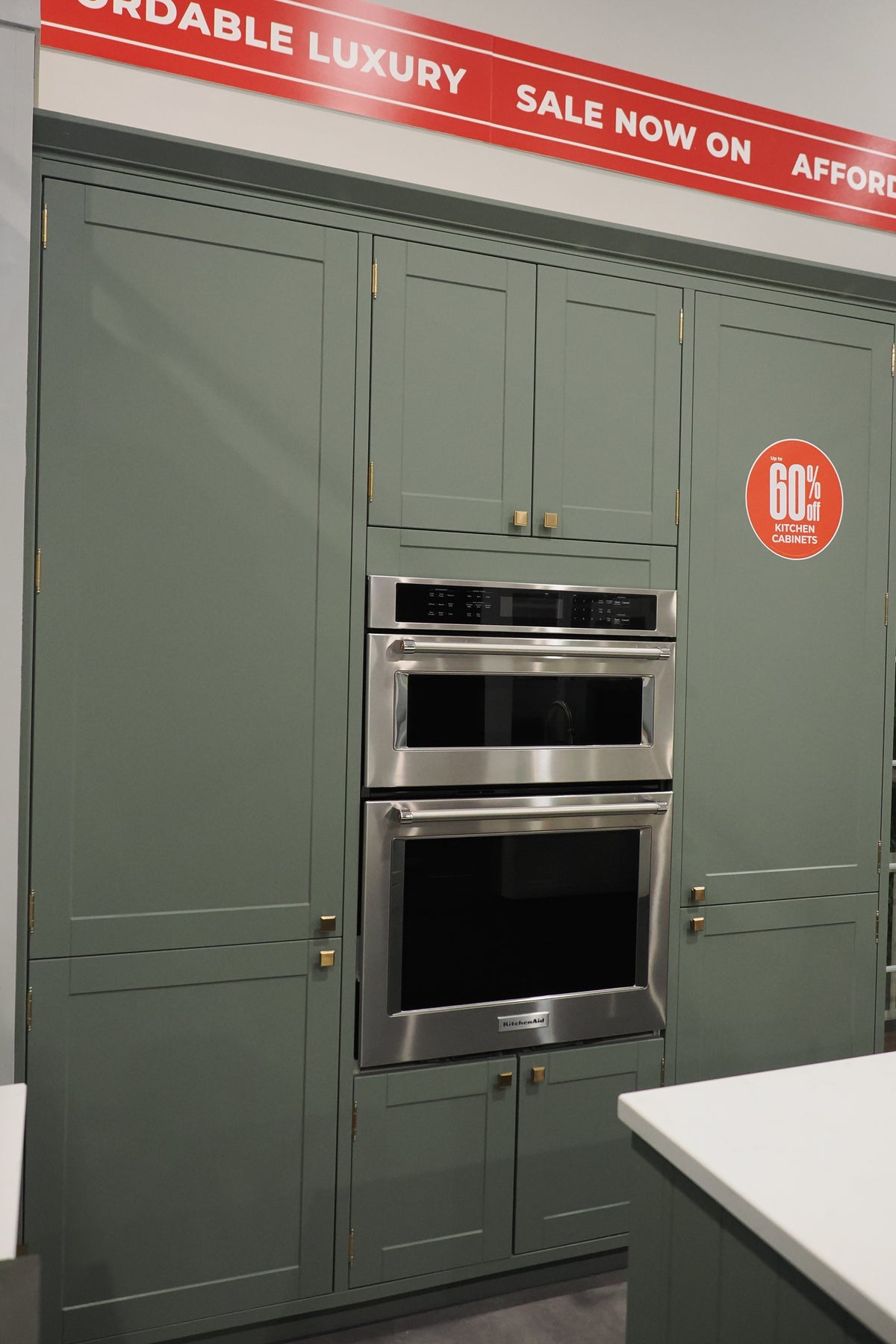 Wren Shaker Sage Green Matte Kitchen with Island