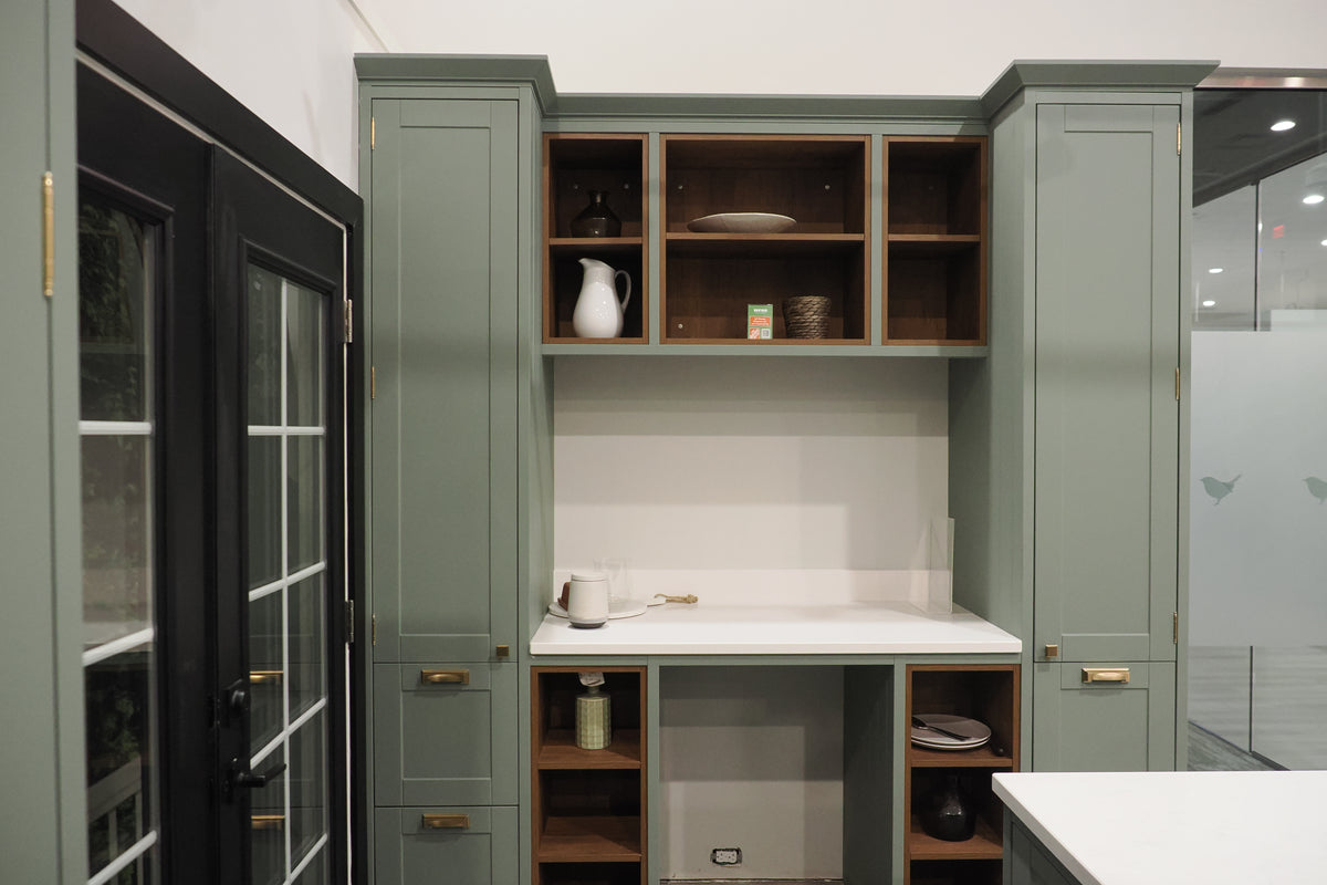 Wren Shaker Sage Green Matte Kitchen with Island