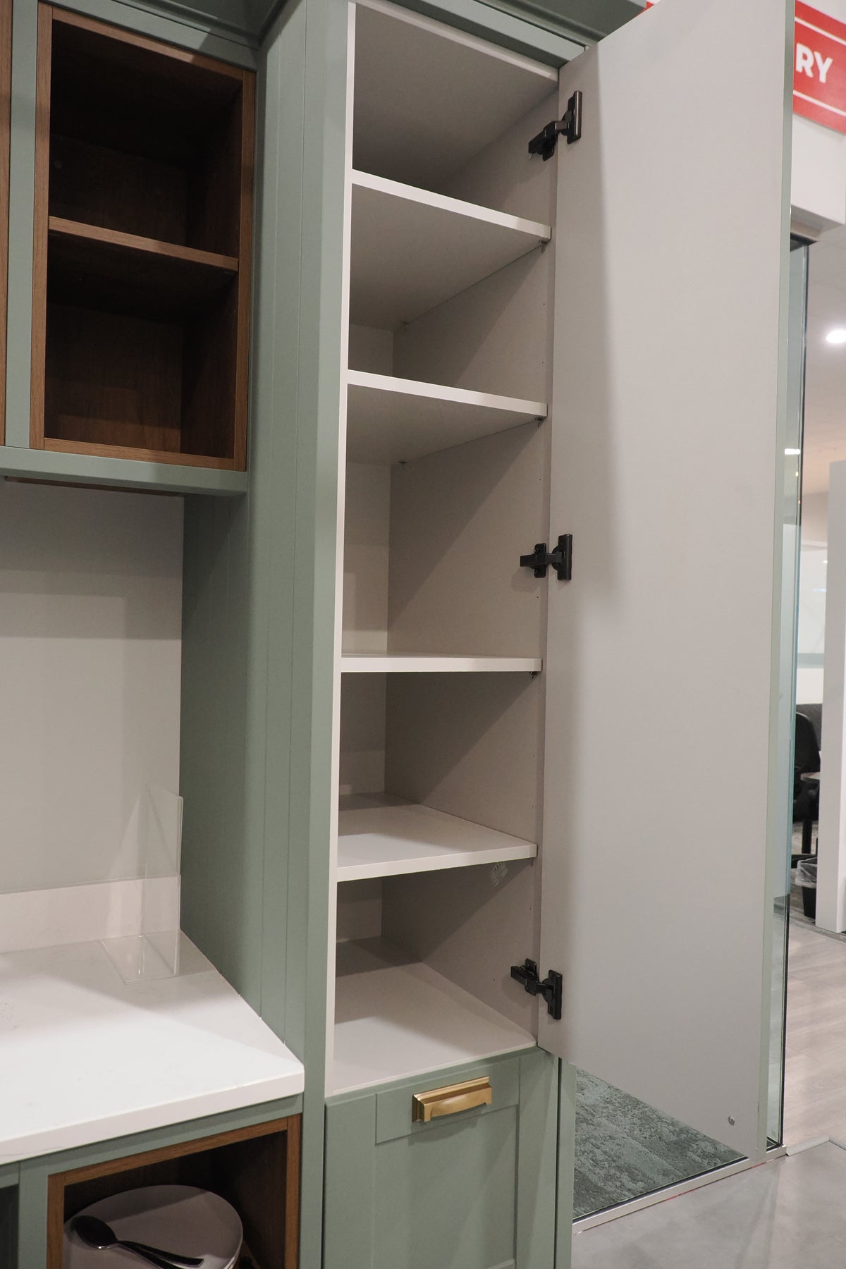 Wren Shaker Sage Green Matte Kitchen with Island
