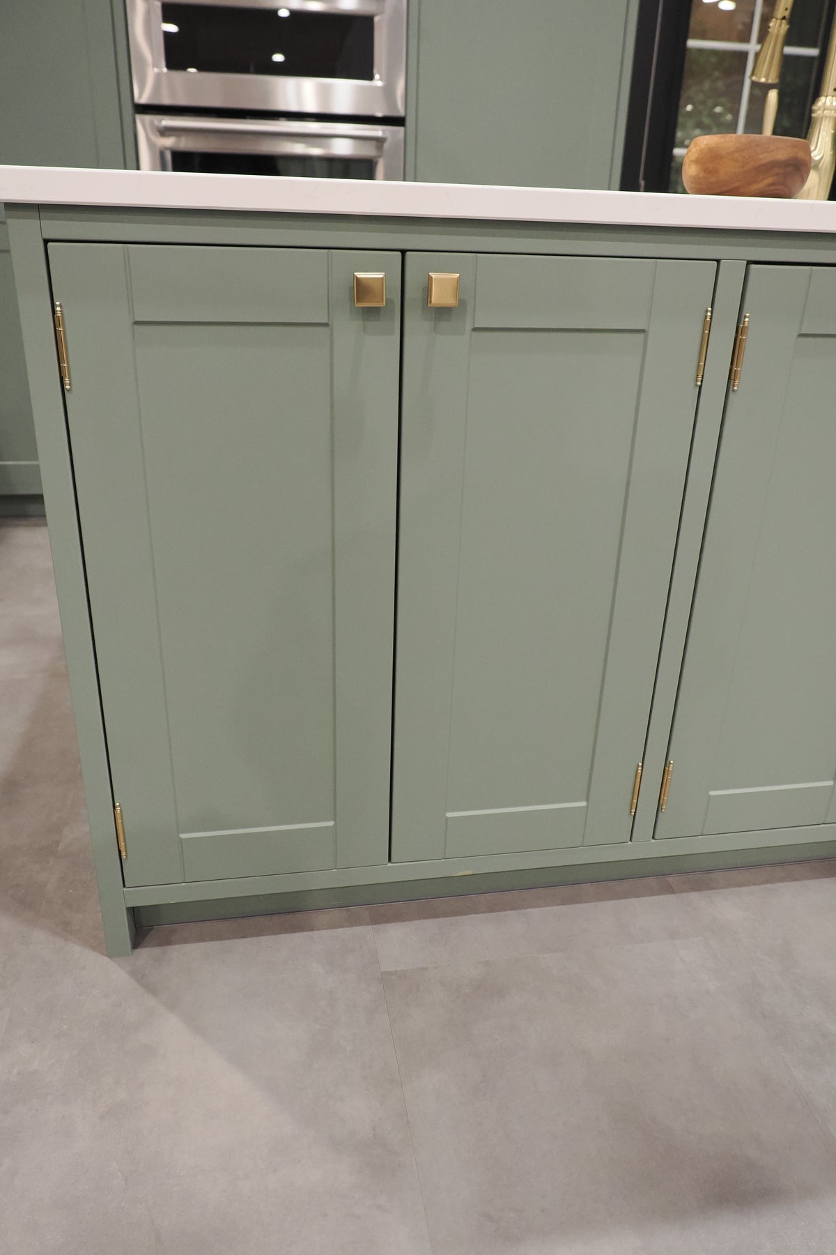 Wren Shaker Sage Green Matte Kitchen with Island