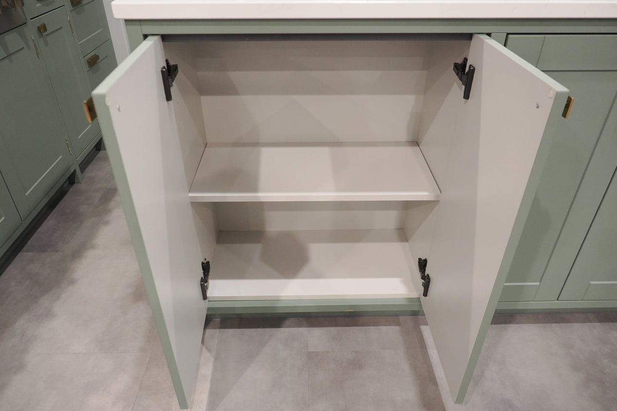 Wren Shaker Sage Green Matte Kitchen with Island