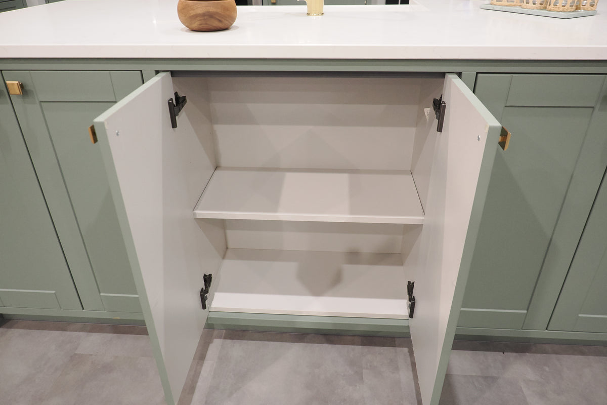 Wren Shaker Sage Green Matte Kitchen with Island
