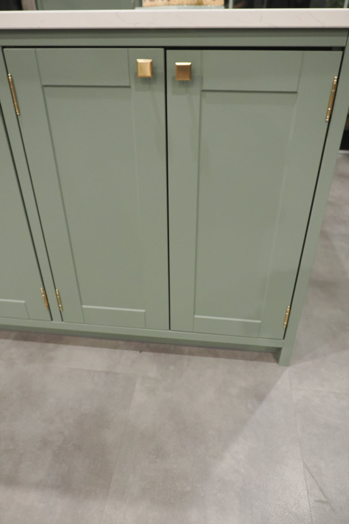 Wren Shaker Sage Green Matte Kitchen with Island