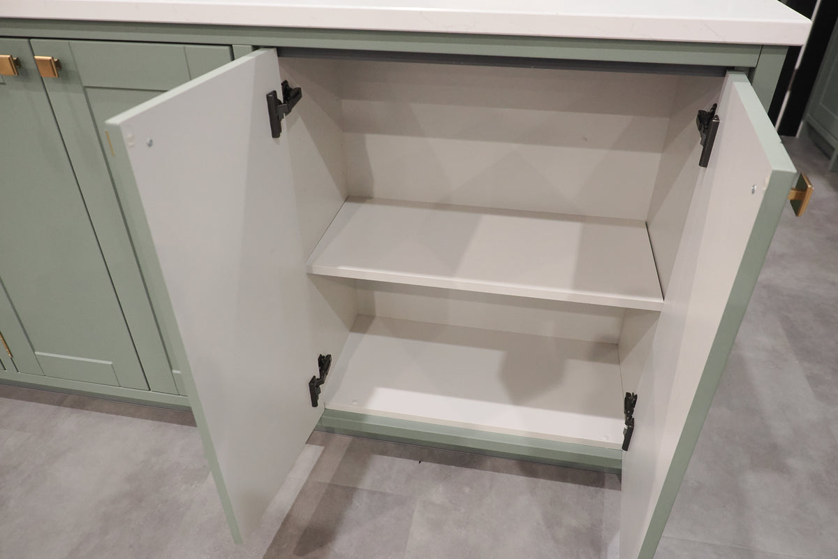 Wren Shaker Sage Green Matte Kitchen with Island