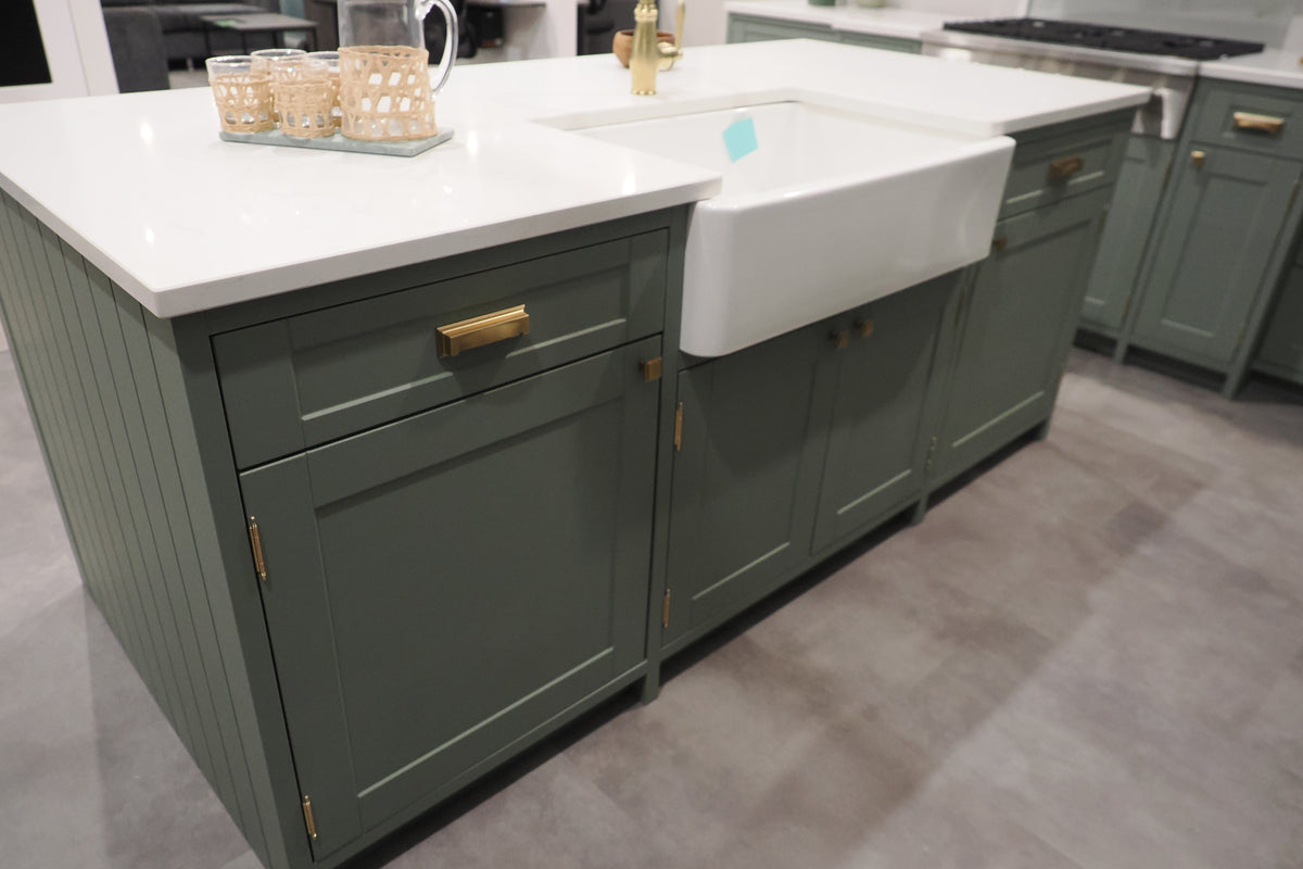 Wren Shaker Sage Green Matte Kitchen with Island