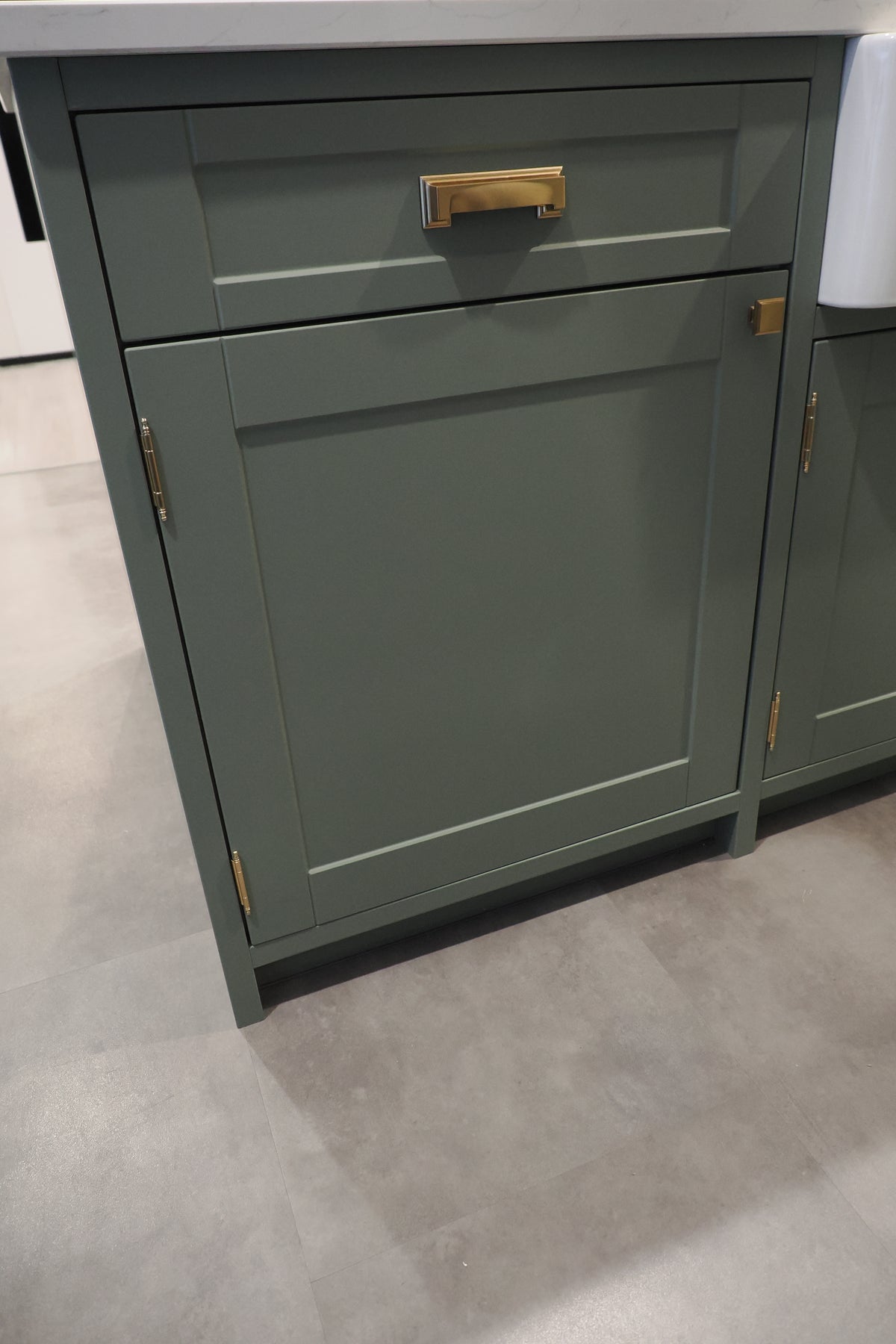 Wren Shaker Sage Green Matte Kitchen with Island