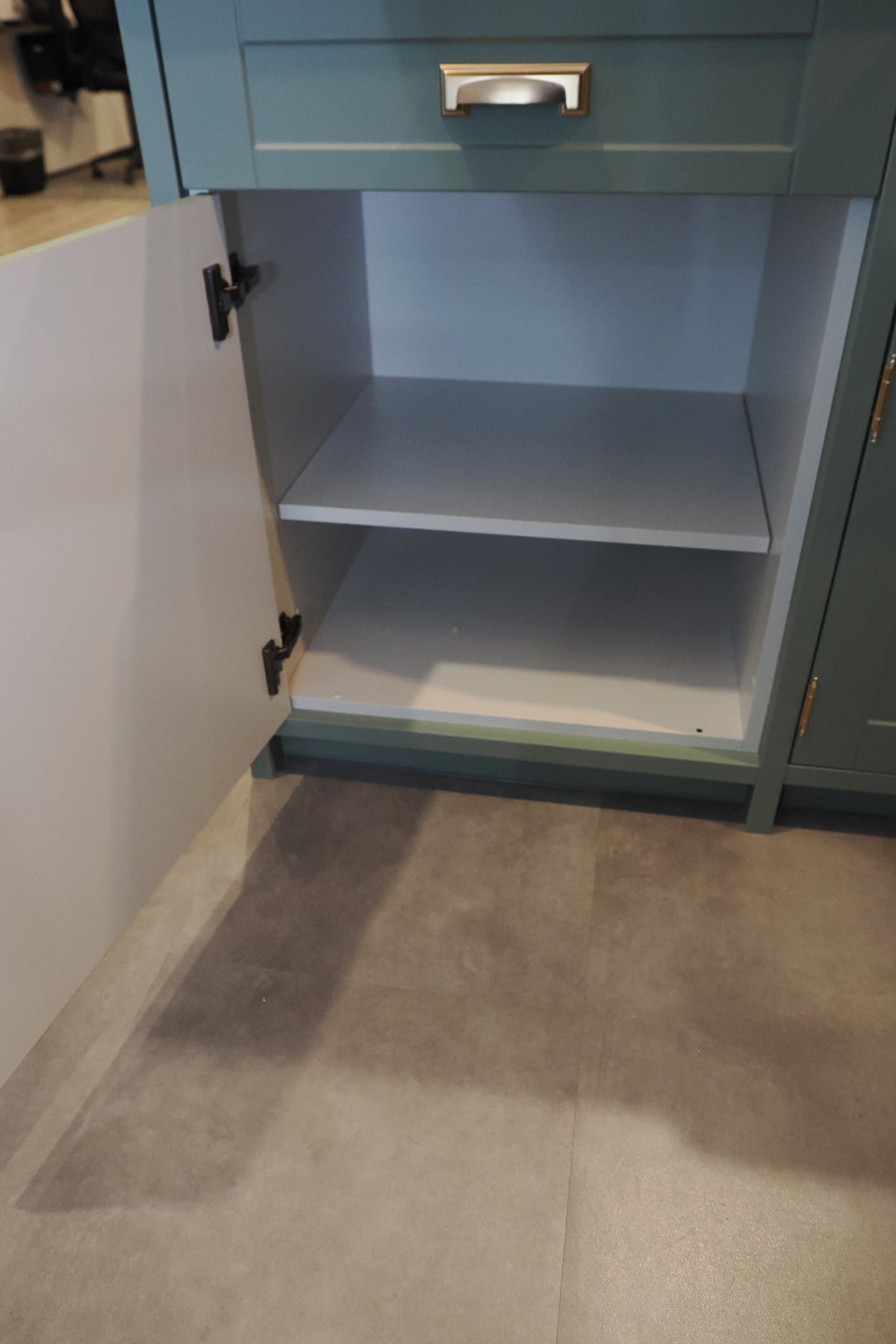 Wren Shaker Sage Green Matte Kitchen with Island