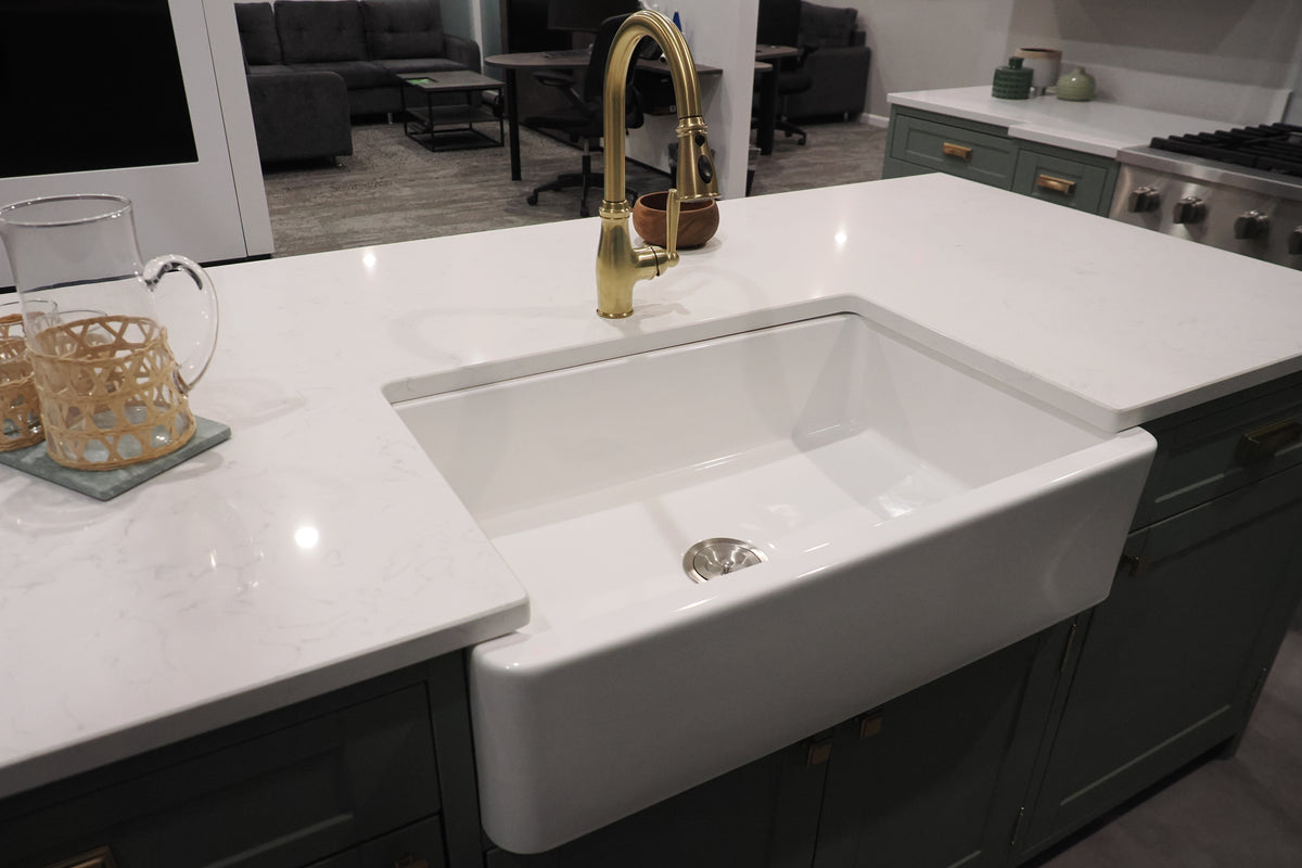 Wren Shaker Sage Green Matte Kitchen with Island