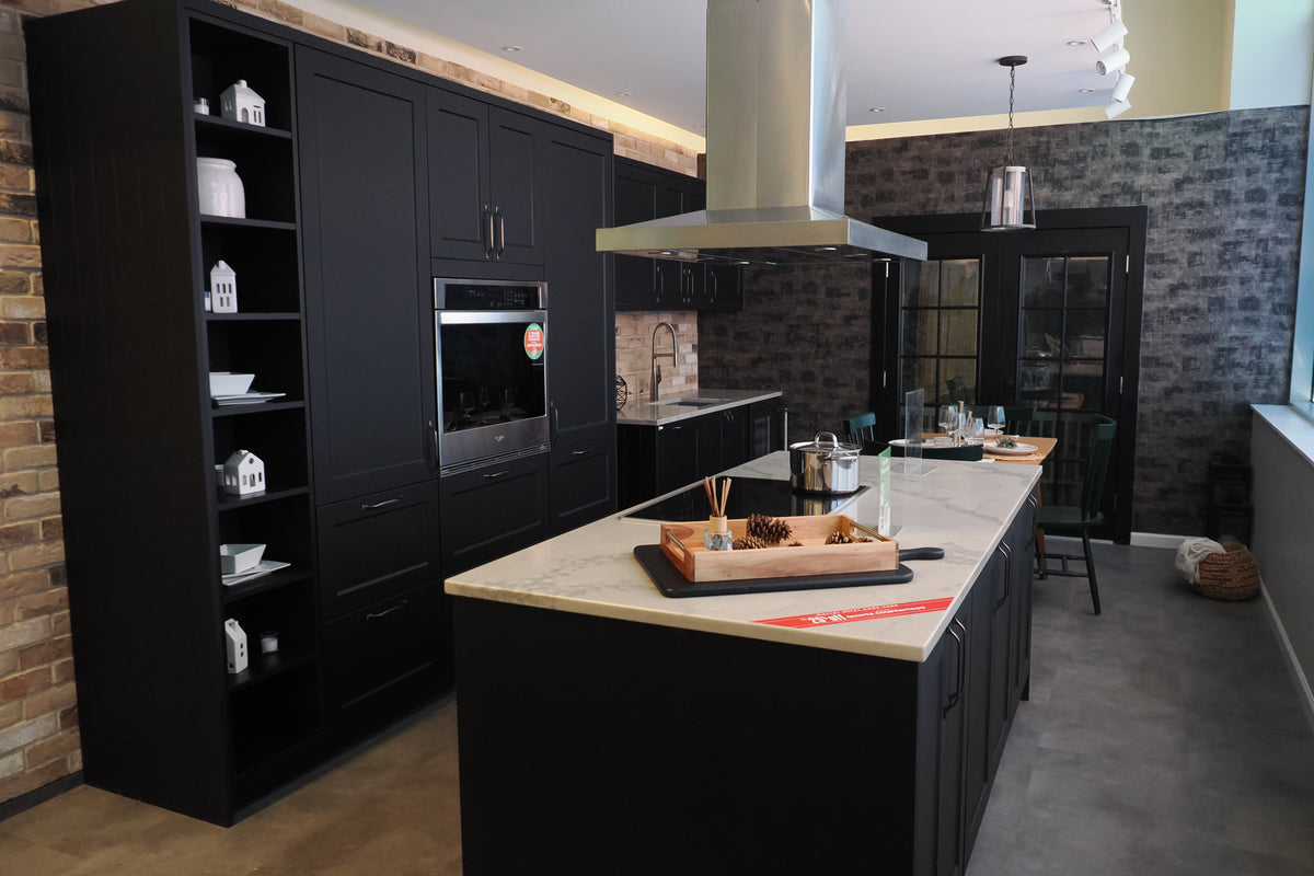 Wren Shaker Chelsea Juratek Black Kitchen with Island