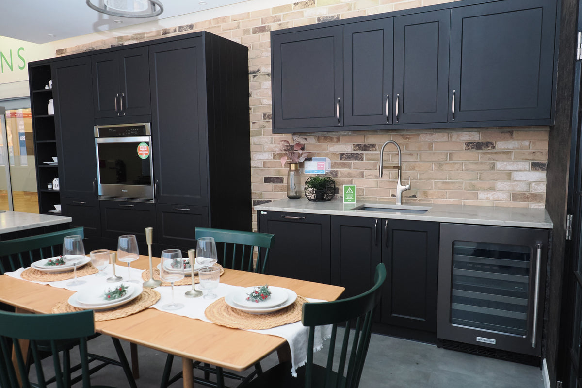 Wren Shaker Chelsea Juratek Black Kitchen with Island