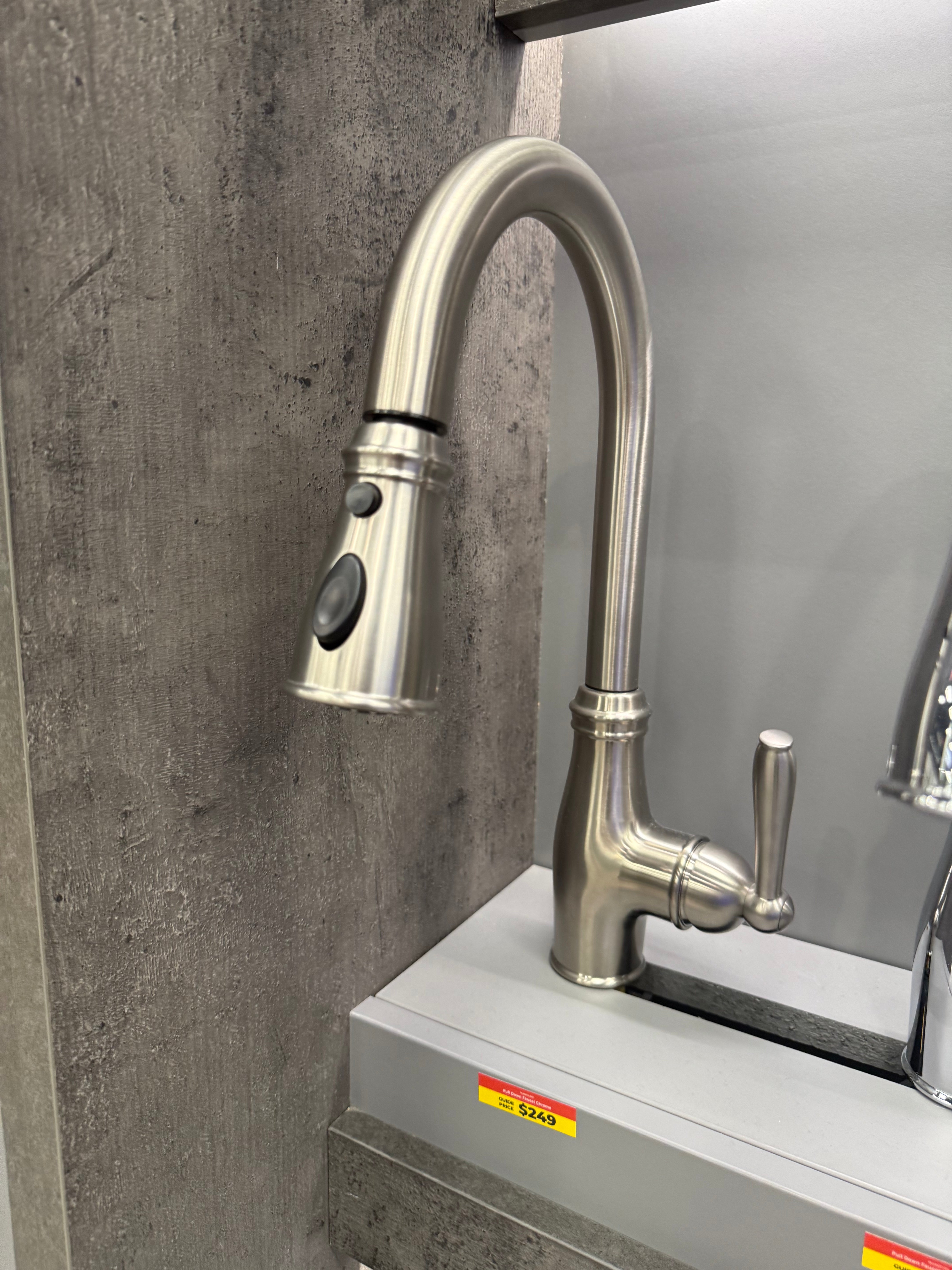 Single Lever Pull Down Kitchen Faucet in Brushed Nickel