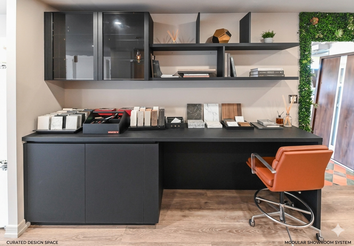 Muretti Modern Black Aluminum-Framed Desk System