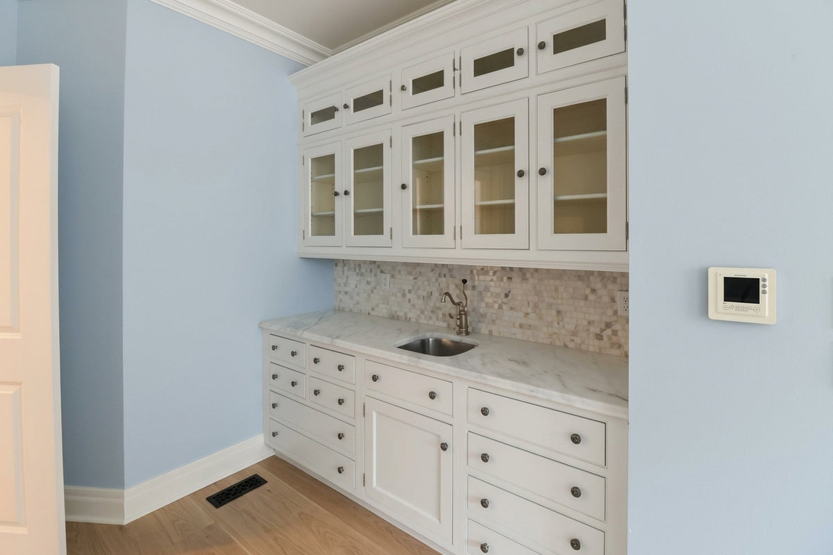 "The Clair" Transitional White Solid Wood Pantry Wall