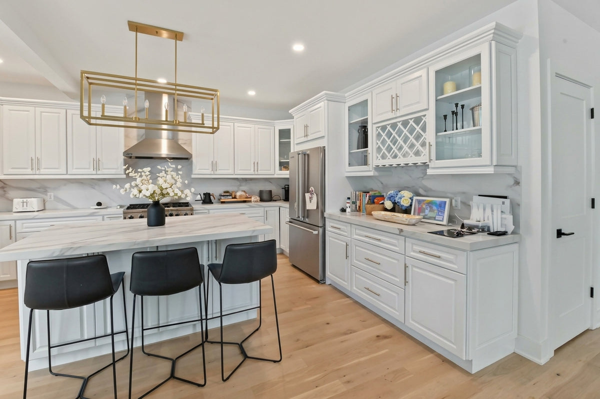 Cubitac Transitional White Kitchen with Island & Viking Appliances