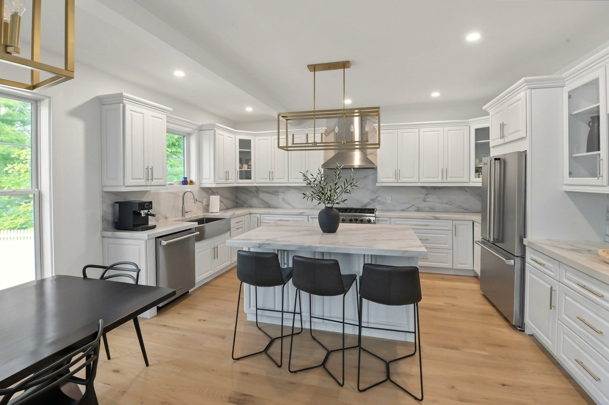 Cubitac Transitional White Kitchen with Island & Viking Appliances