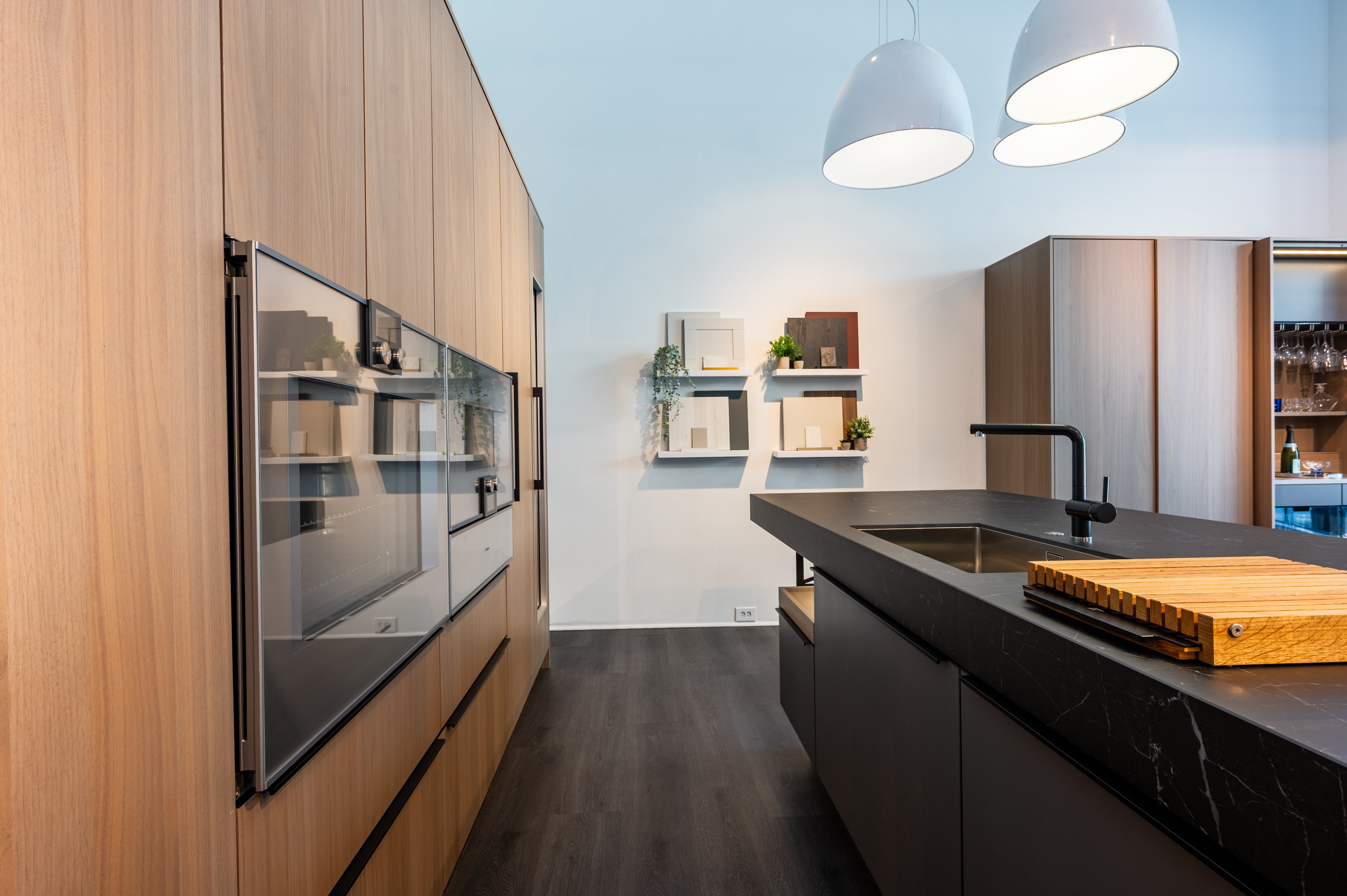 Poggenpohl Modo and +Stage Modern Natural Wood Tone Kitchen with Gaggenau Appliances