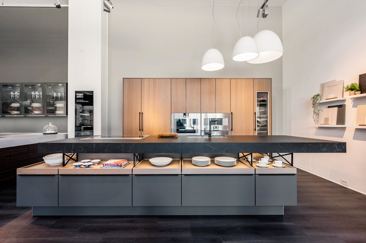 Poggenpohl Modo and +Stage Modern Natural Wood Tone Kitchen with Gaggenau Appliances