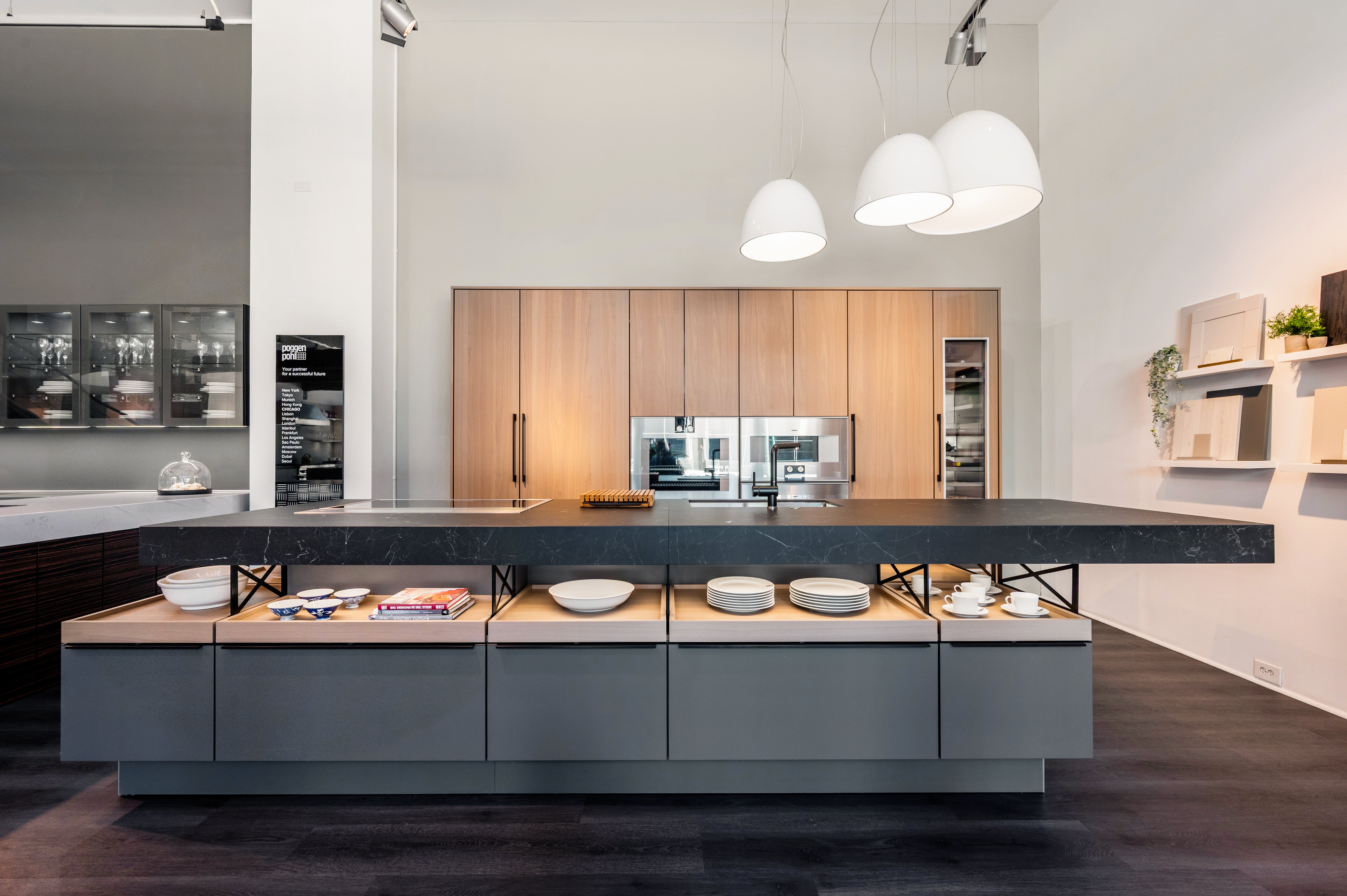 Poggenpohl Modo and +Stage Modern Natural Wood Tone Kitchen with Gaggenau Appliances