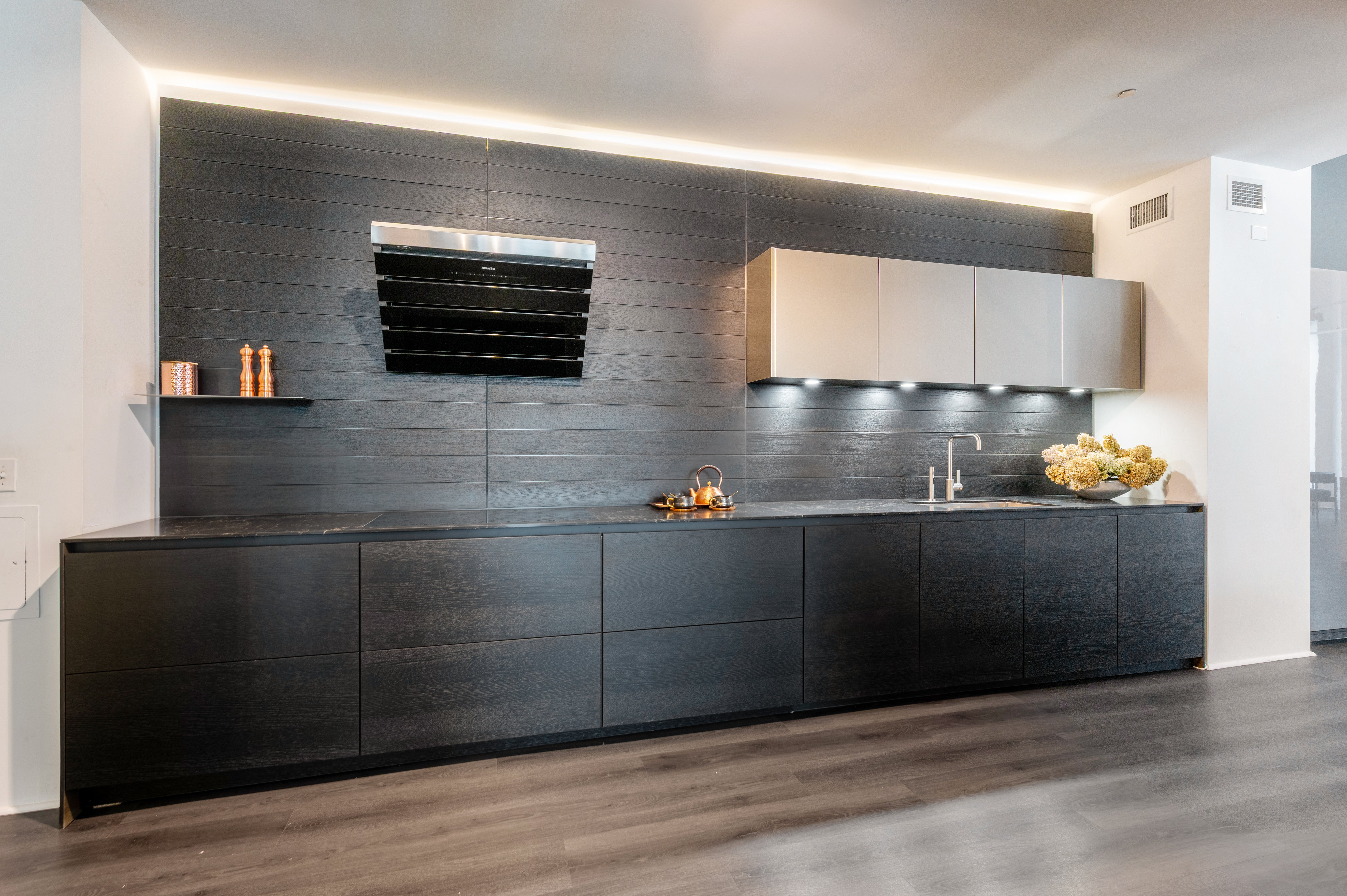Poggenpohl Segmento Modern Black Kitchen with Miele Appliances