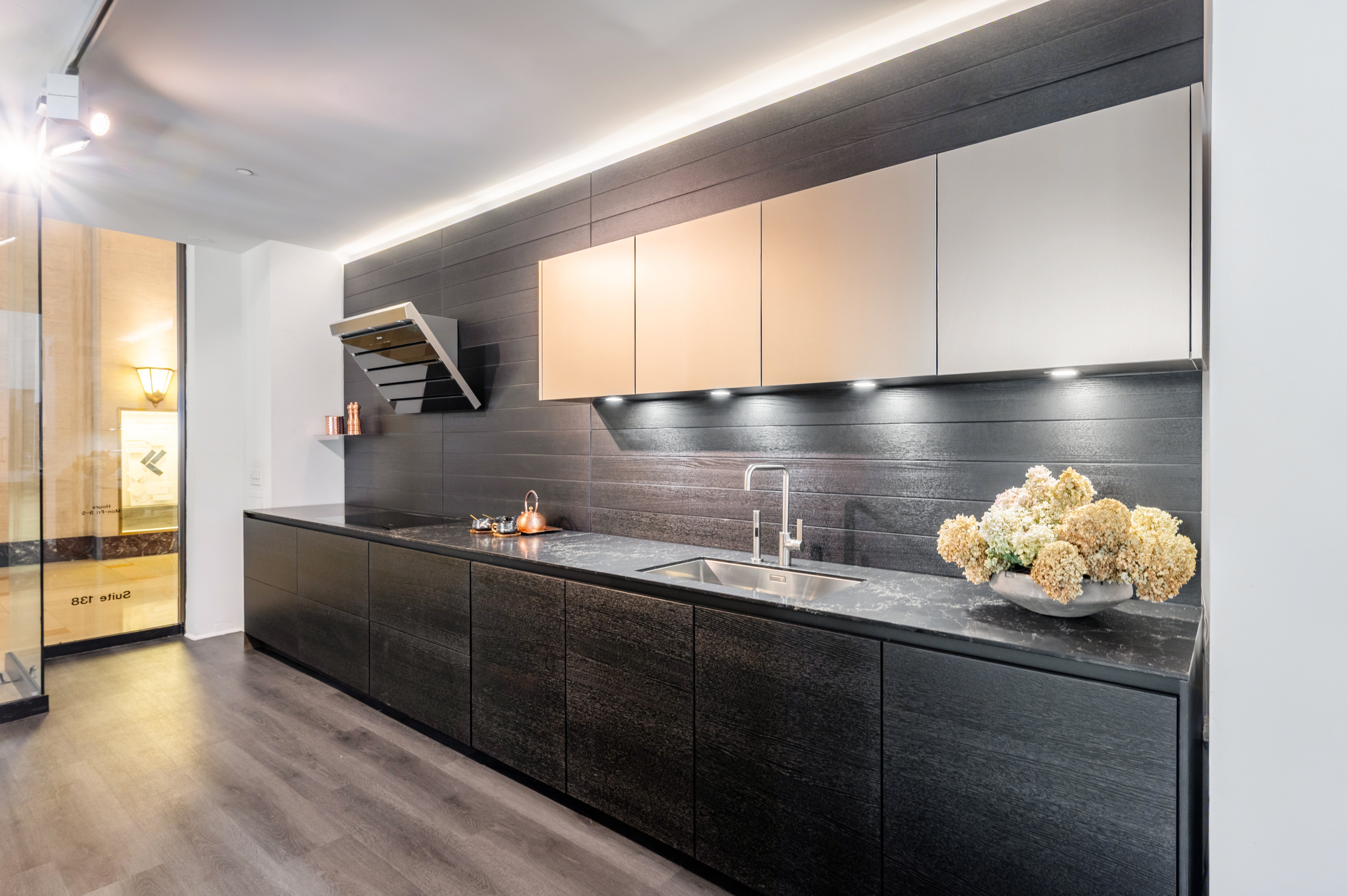 Poggenpohl Segmento Modern Black Kitchen with Miele Appliances