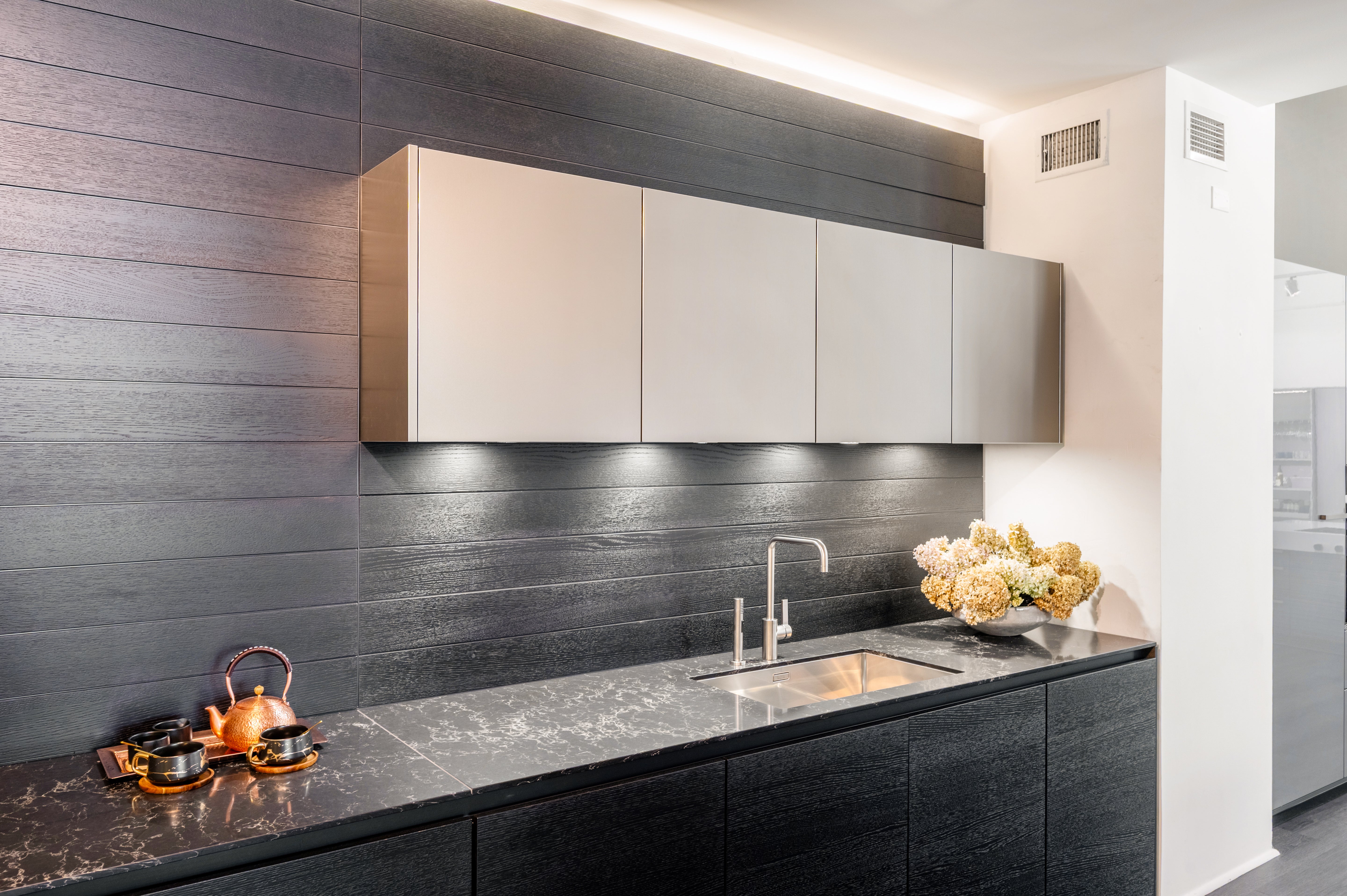 Poggenpohl Segmento Modern Black Kitchen with Miele Appliances