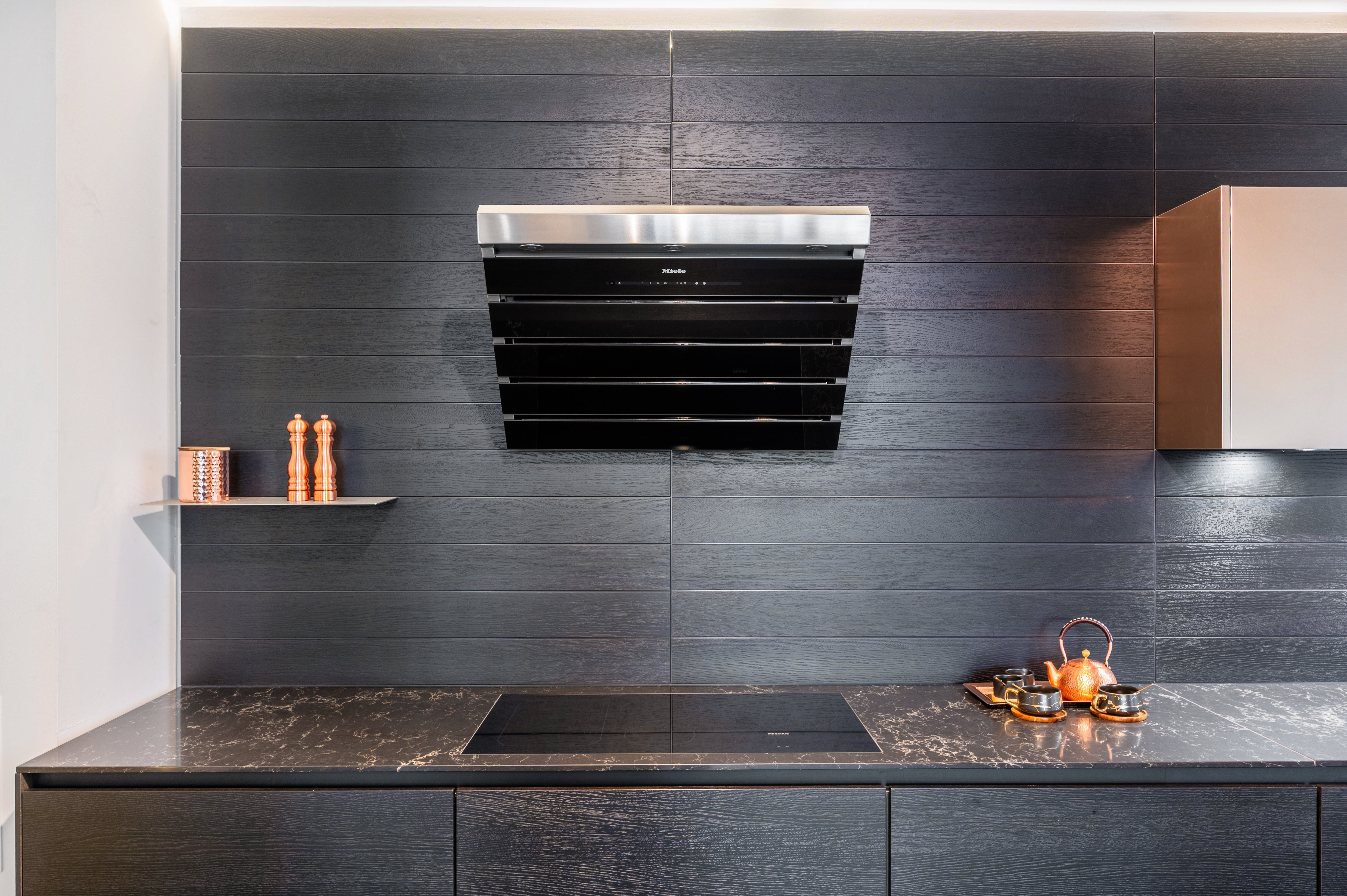 Poggenpohl Segmento Modern Black Kitchen with Miele Appliances