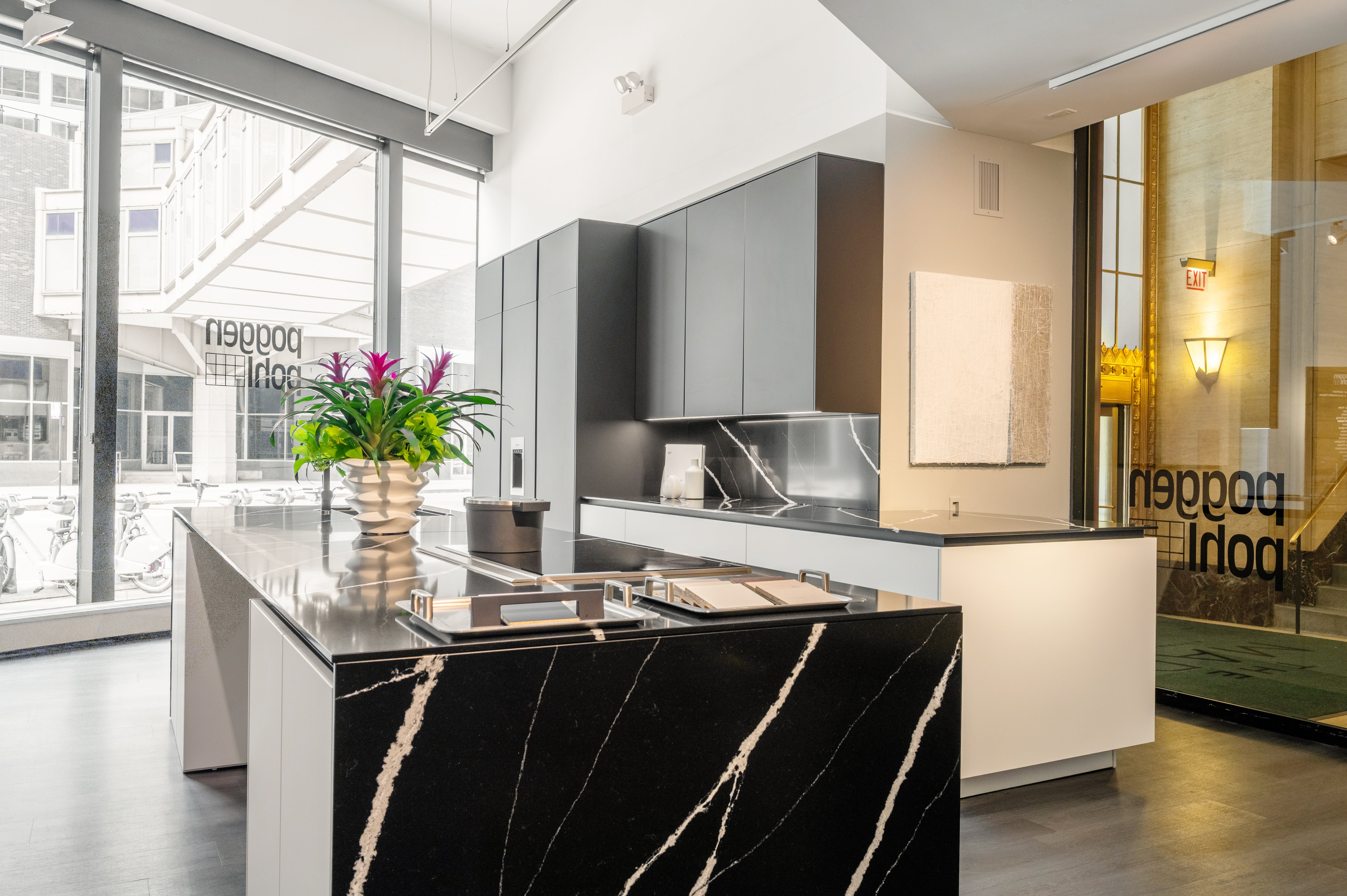 Poggenpohl Segmento Y Modern Black and White Kitchen with Wolf & Miele Appliances