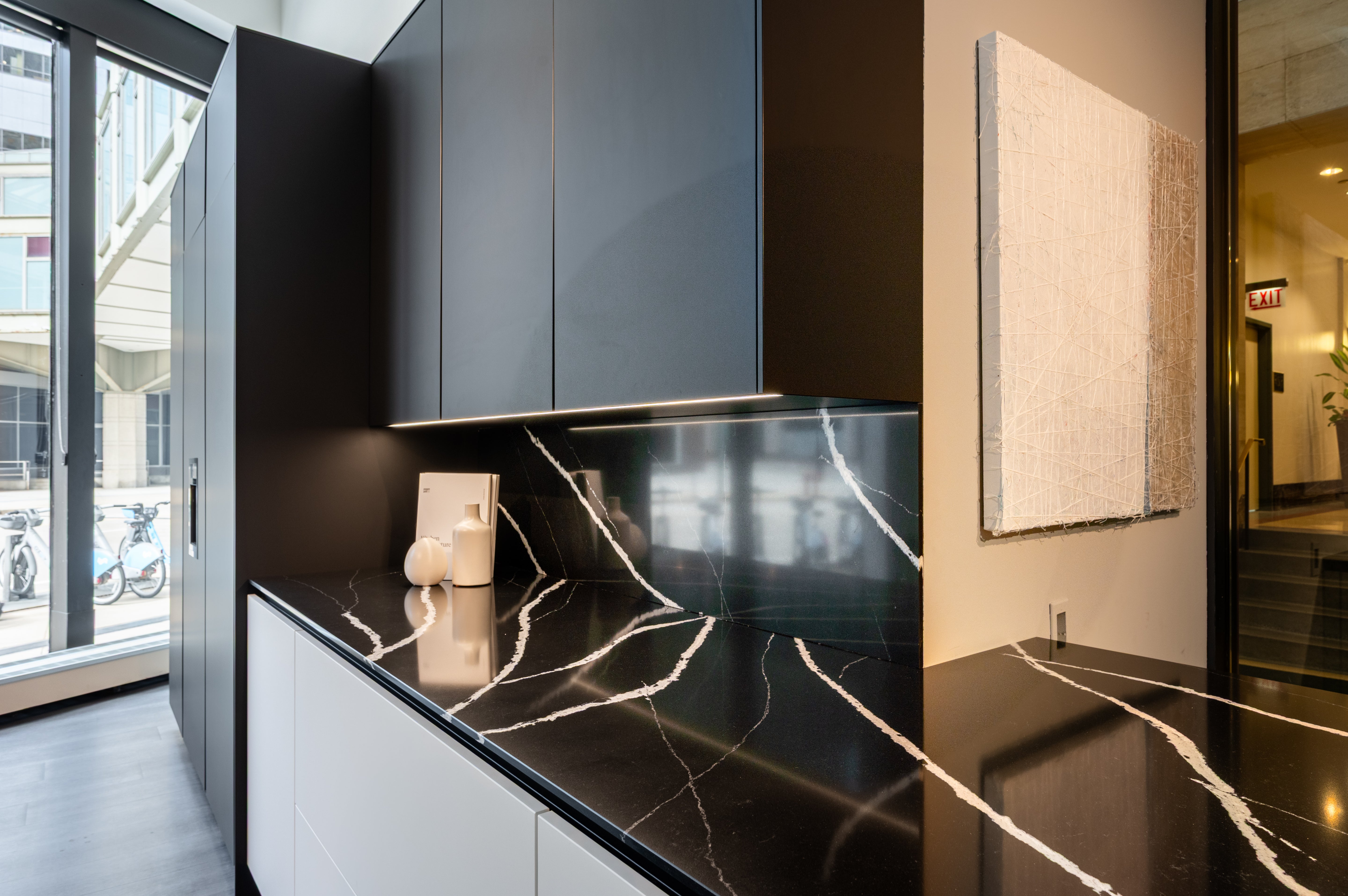 Poggenpohl Segmento Y Modern Black and White Kitchen with Wolf & Miele Appliances