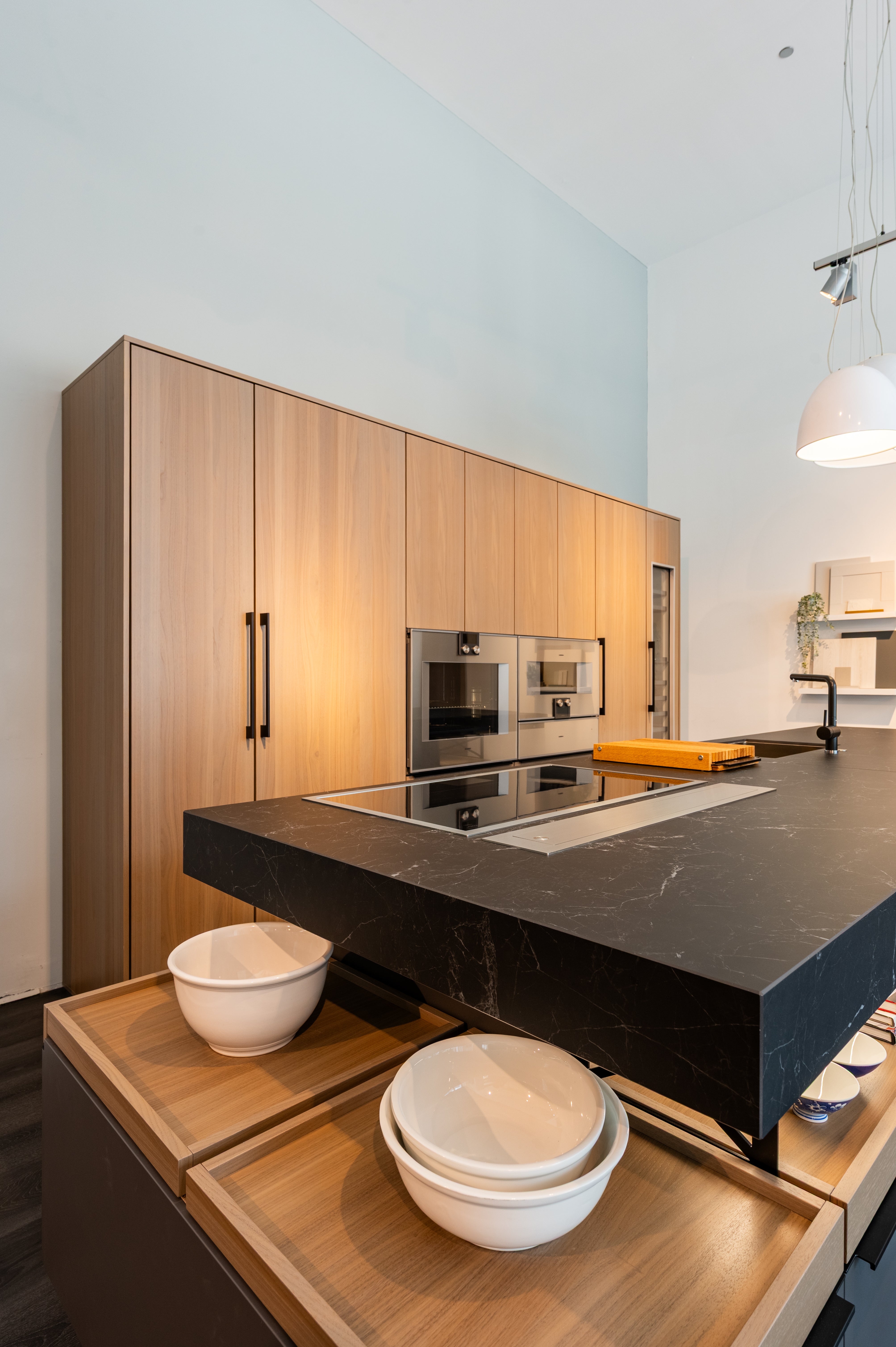 Poggenpohl Modo and +Stage Modern Natural Wood Tone Kitchen with Gaggenau Appliances