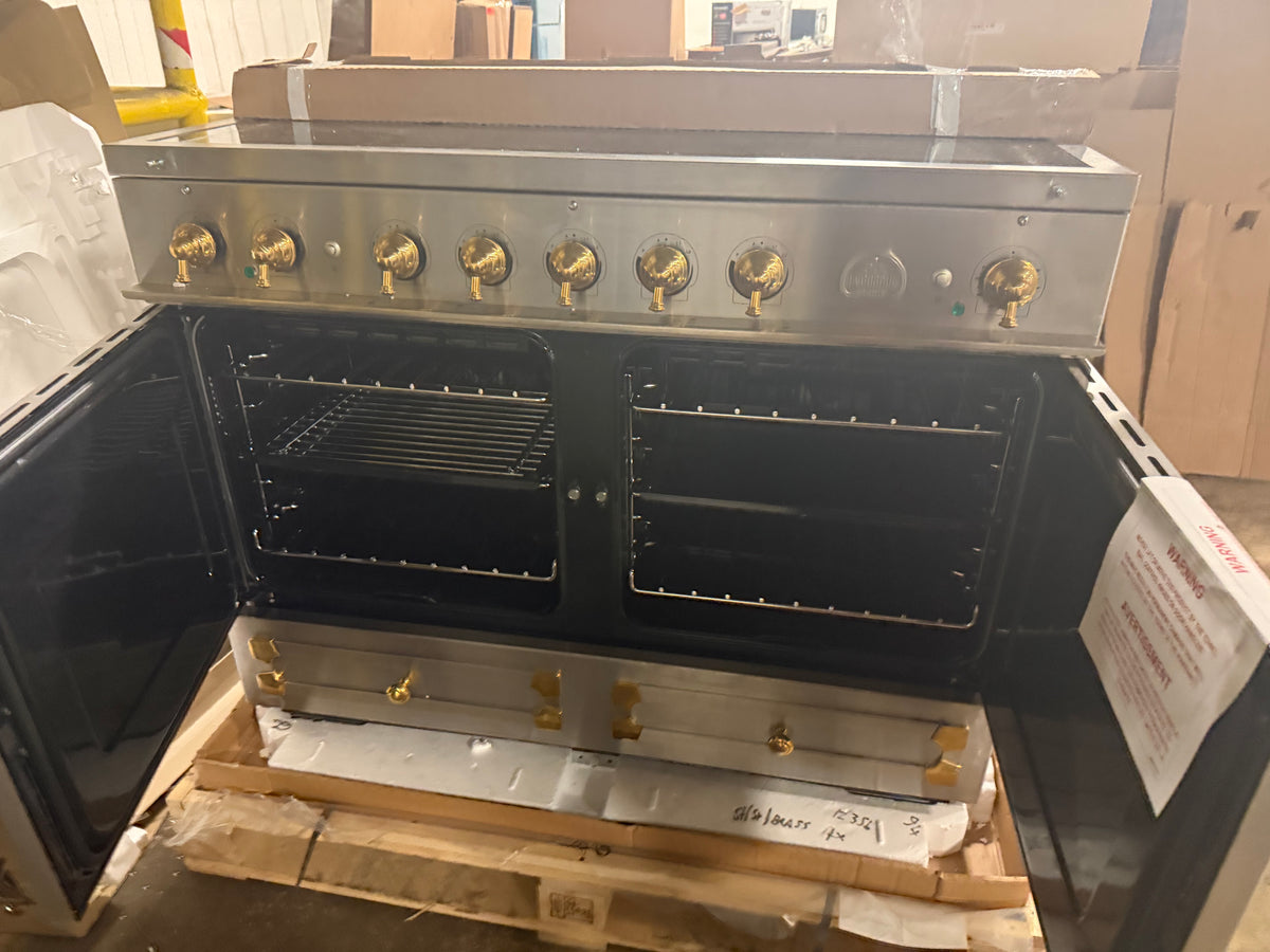 La Cornue Cornufe 44 Stainless Steel Induction Range with Brass Trim