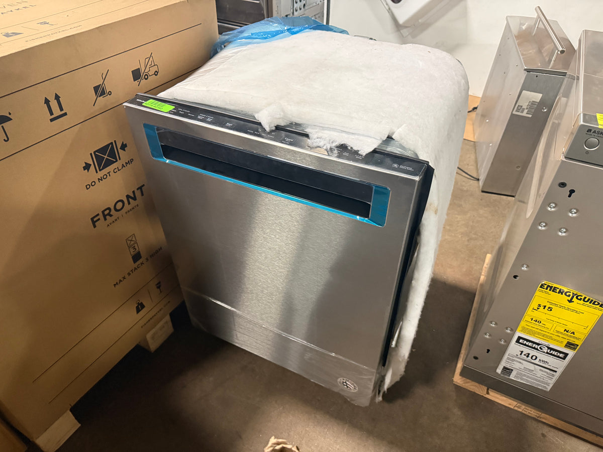 Luxury architectural undercounter dishwasher with hidden top controls and stainless tub