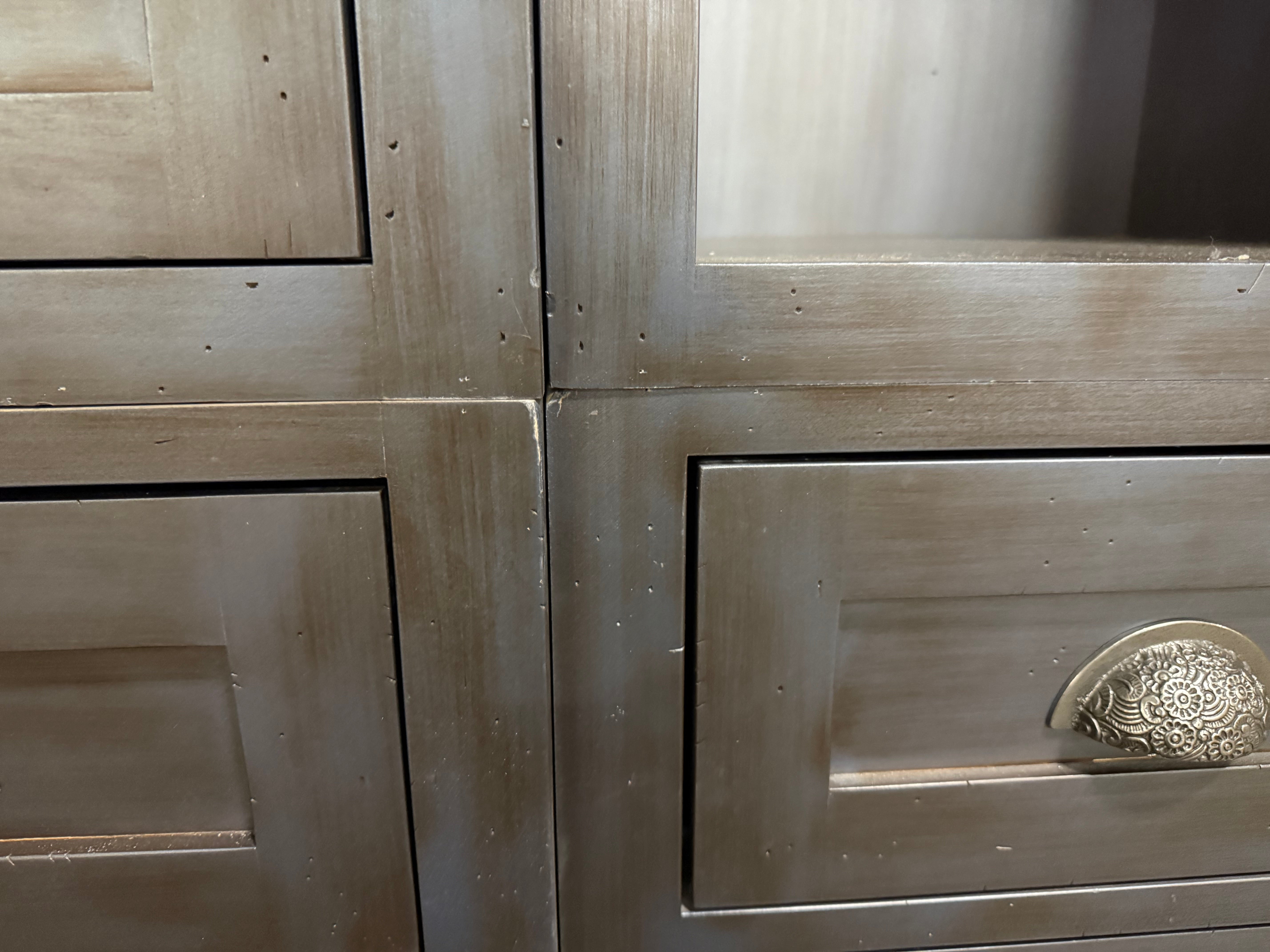 Custom Traditional Distressed Dark Navy Blue Hutch