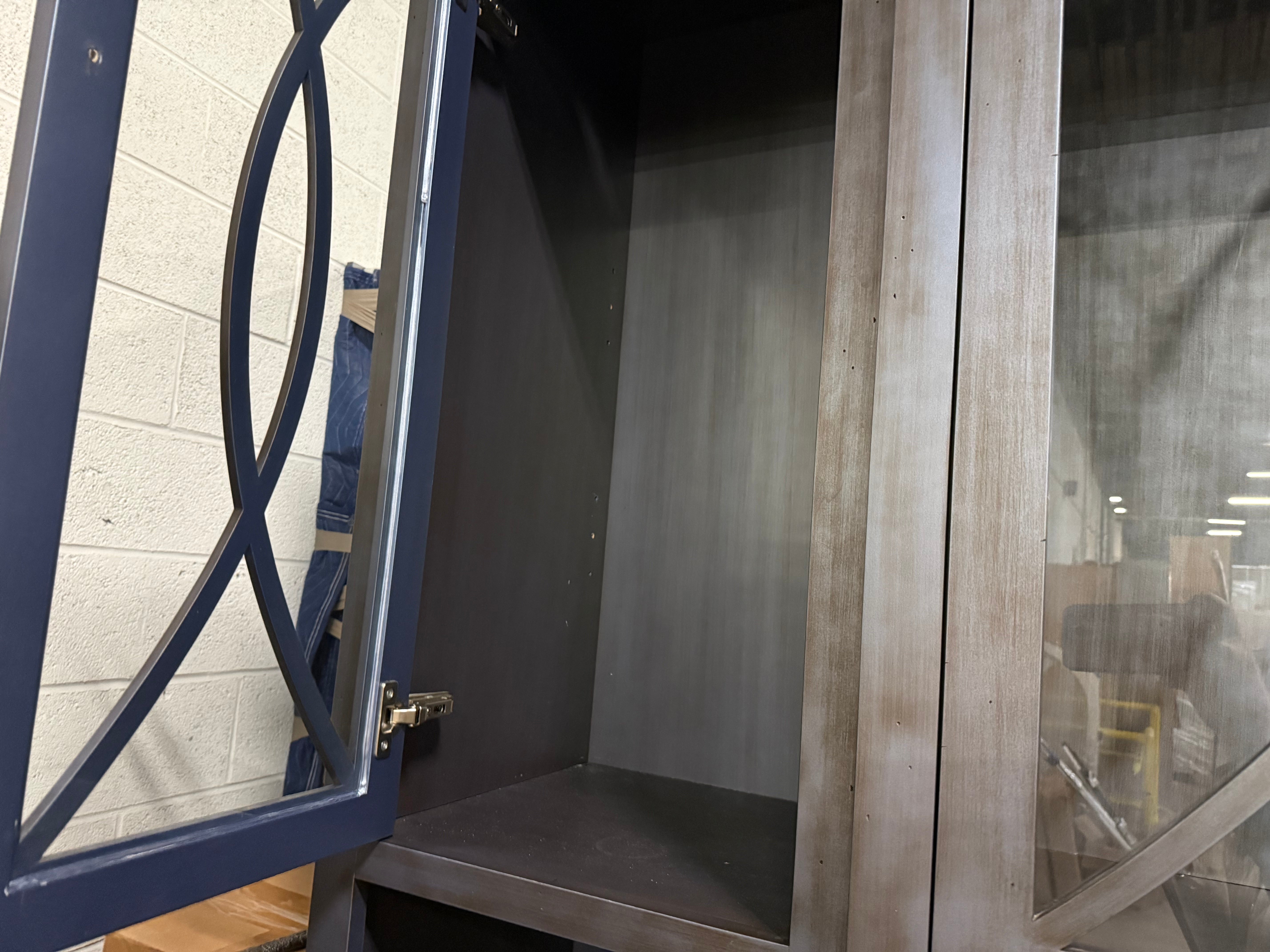 Custom Traditional Distressed Dark Navy Blue Hutch