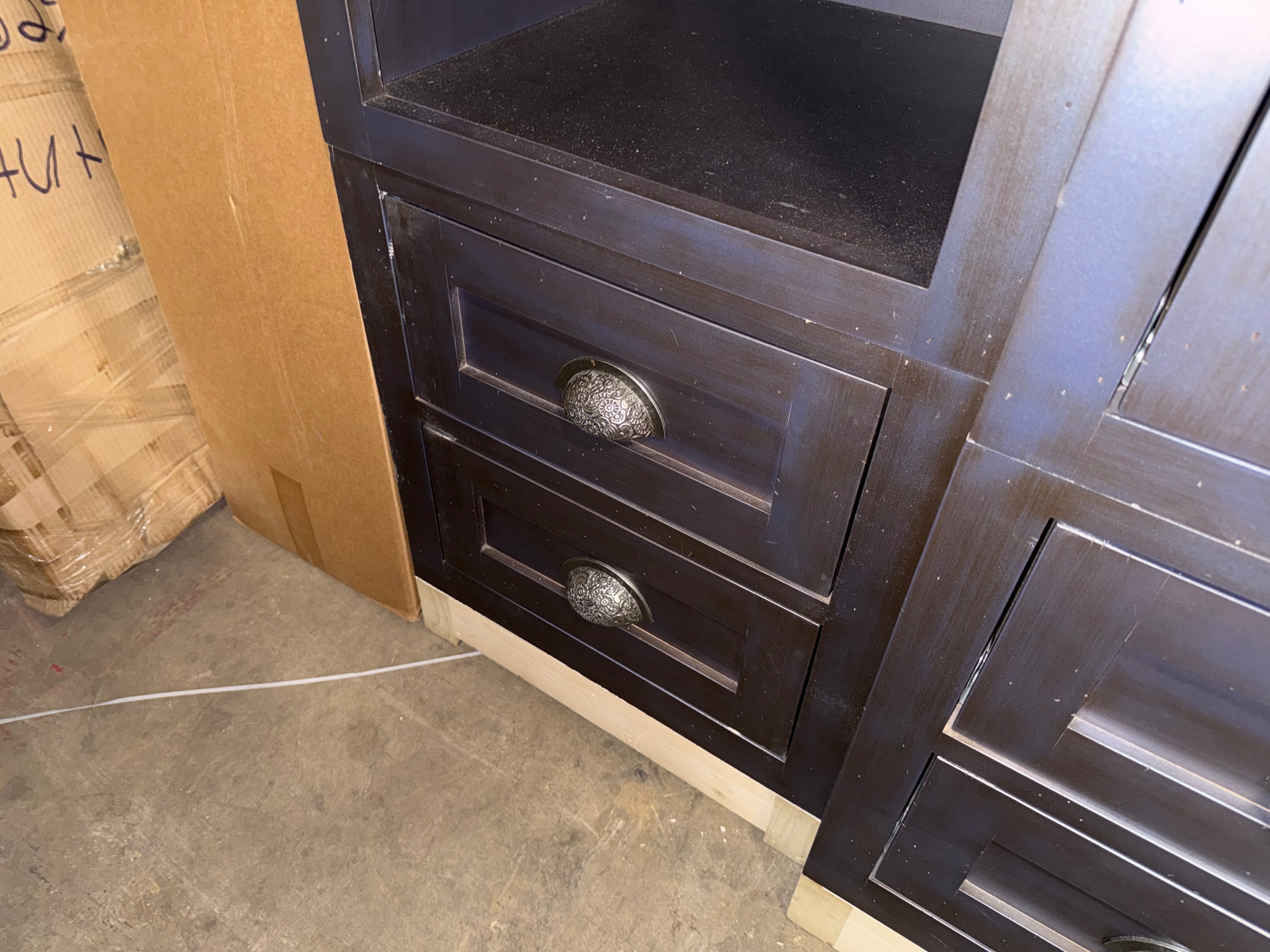 Custom Traditional Distressed Dark Navy Blue Hutch