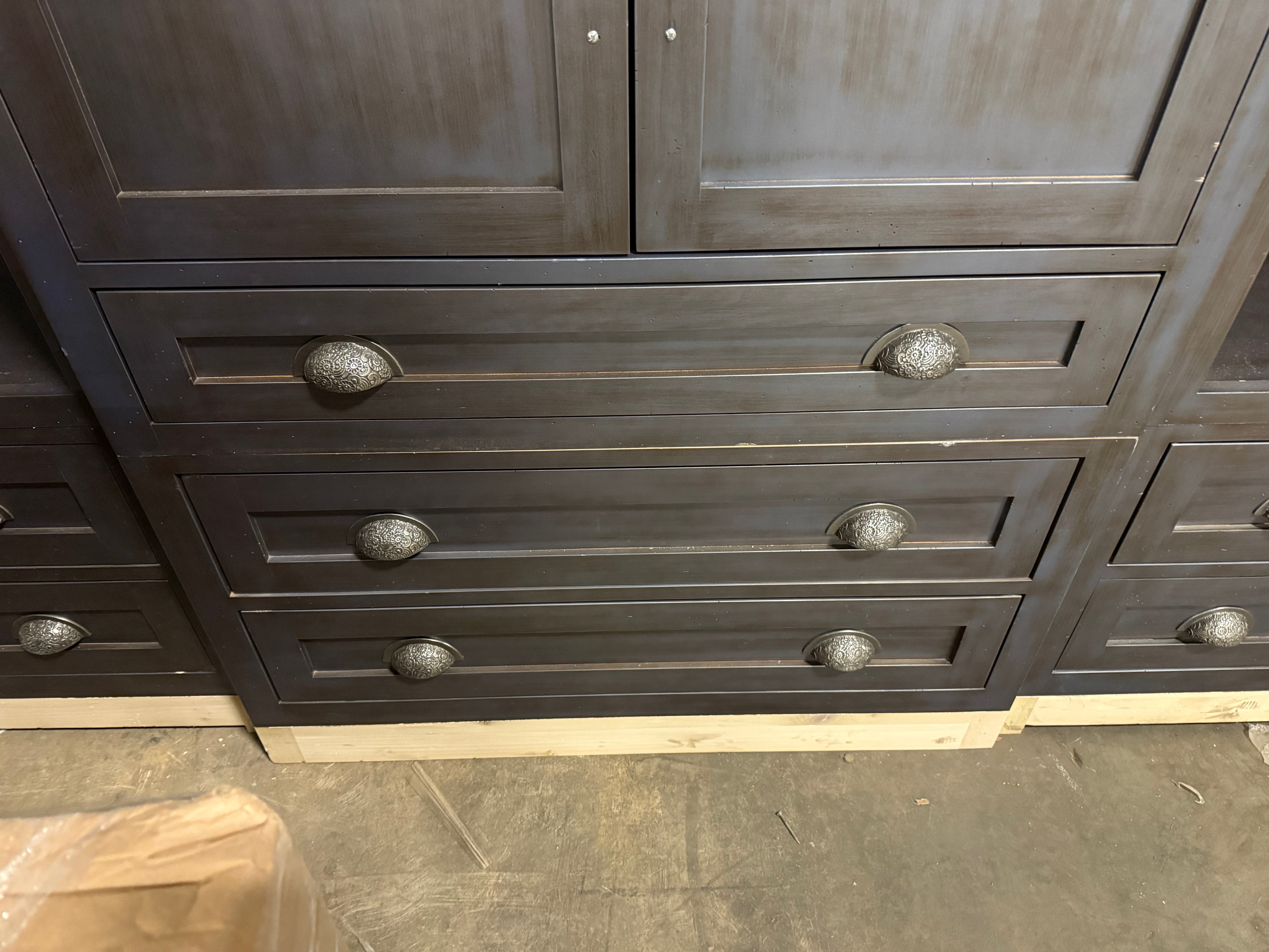 Custom Traditional Distressed Dark Navy Blue Hutch