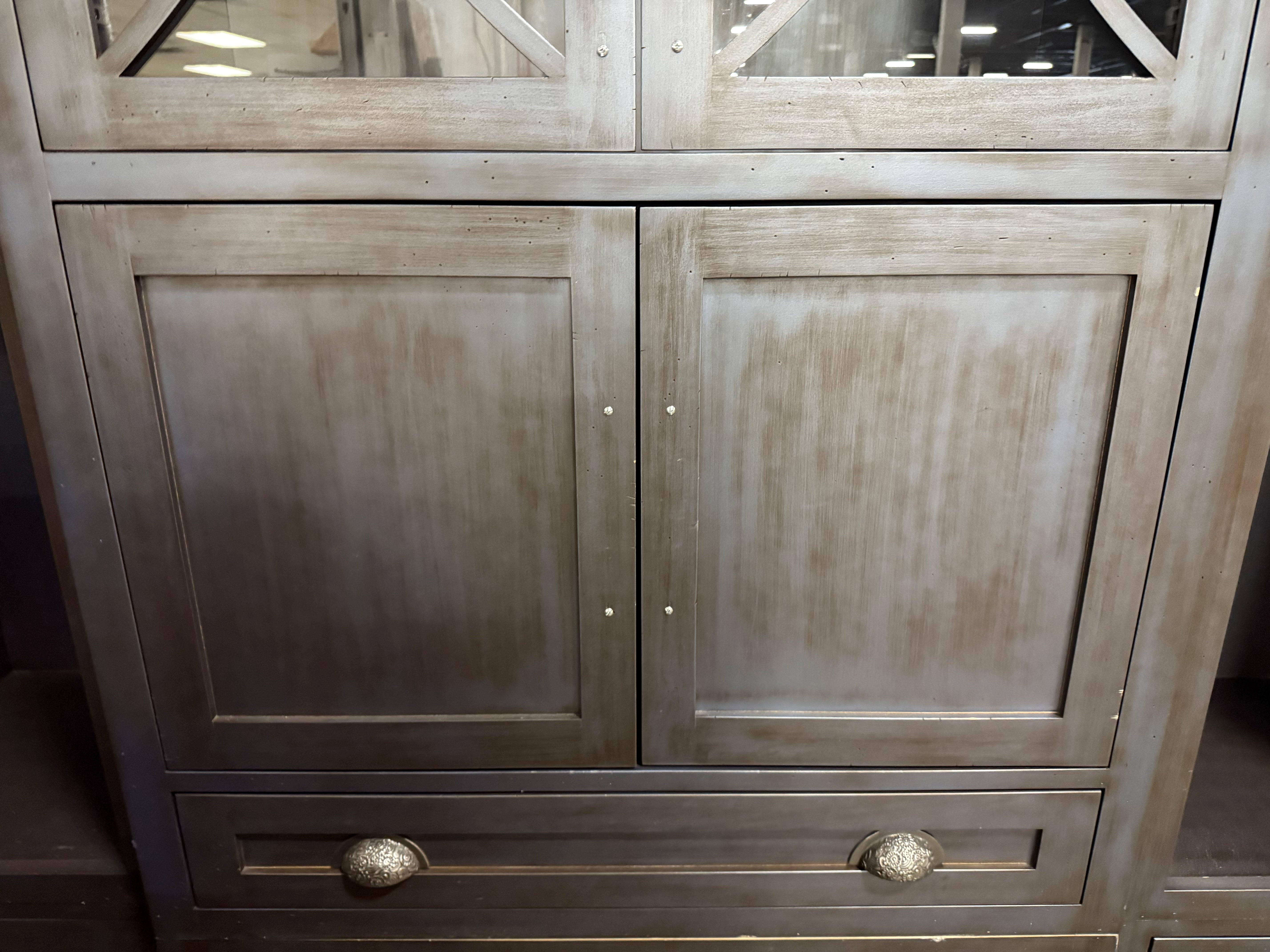 Custom Traditional Distressed Dark Navy Blue Hutch