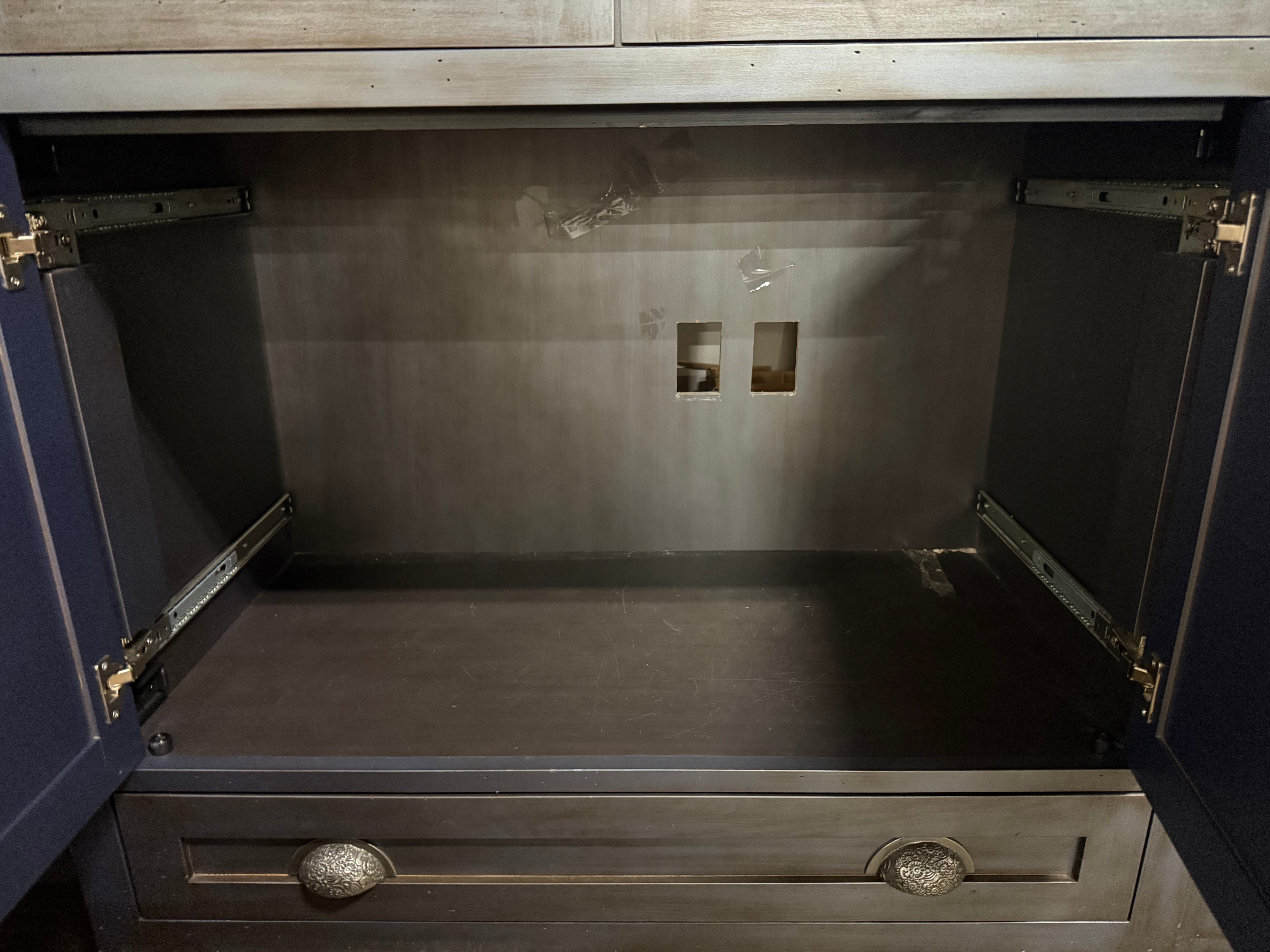 Custom Traditional Distressed Dark Navy Blue Hutch