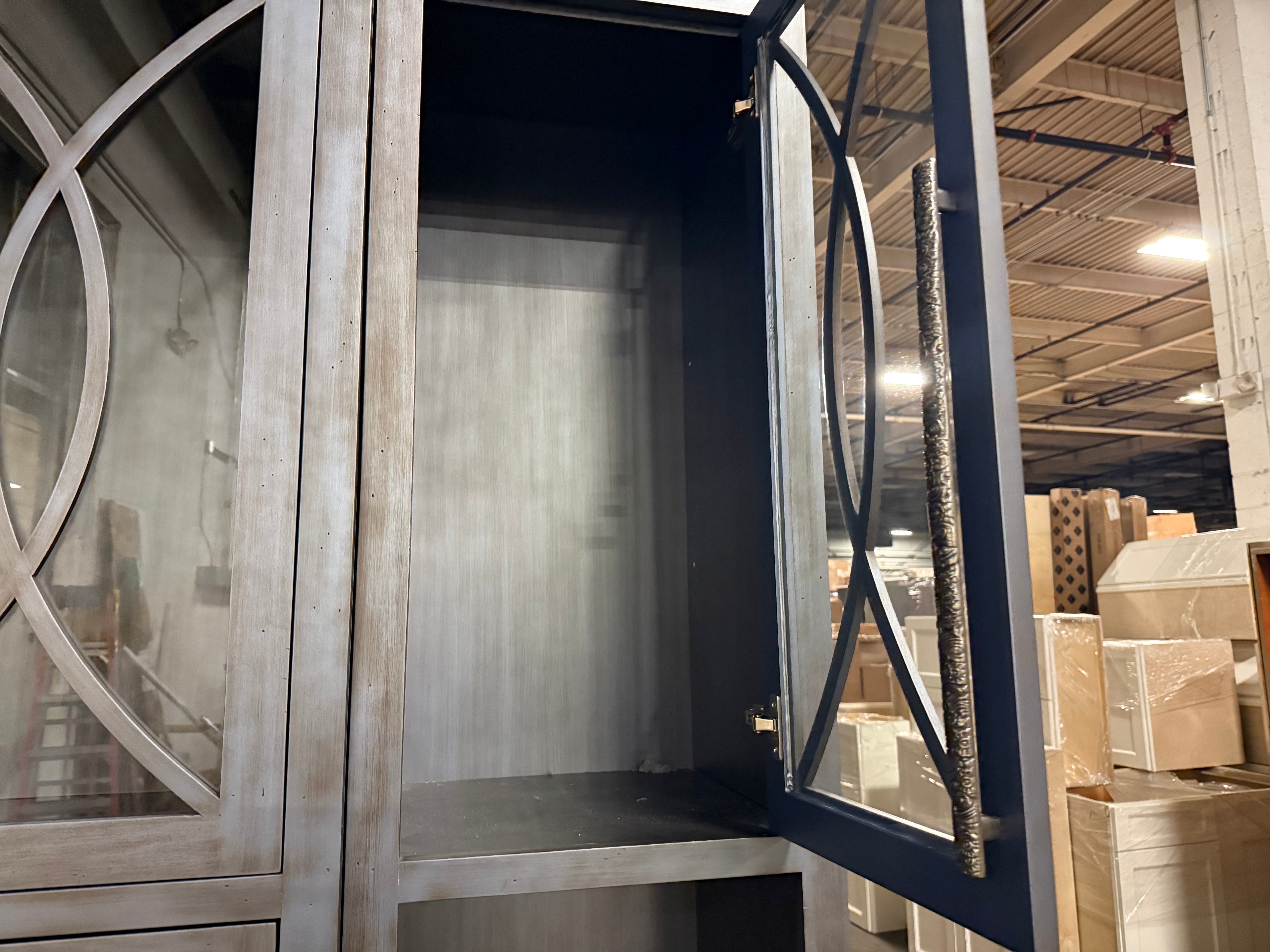 Custom Traditional Distressed Dark Navy Blue Hutch