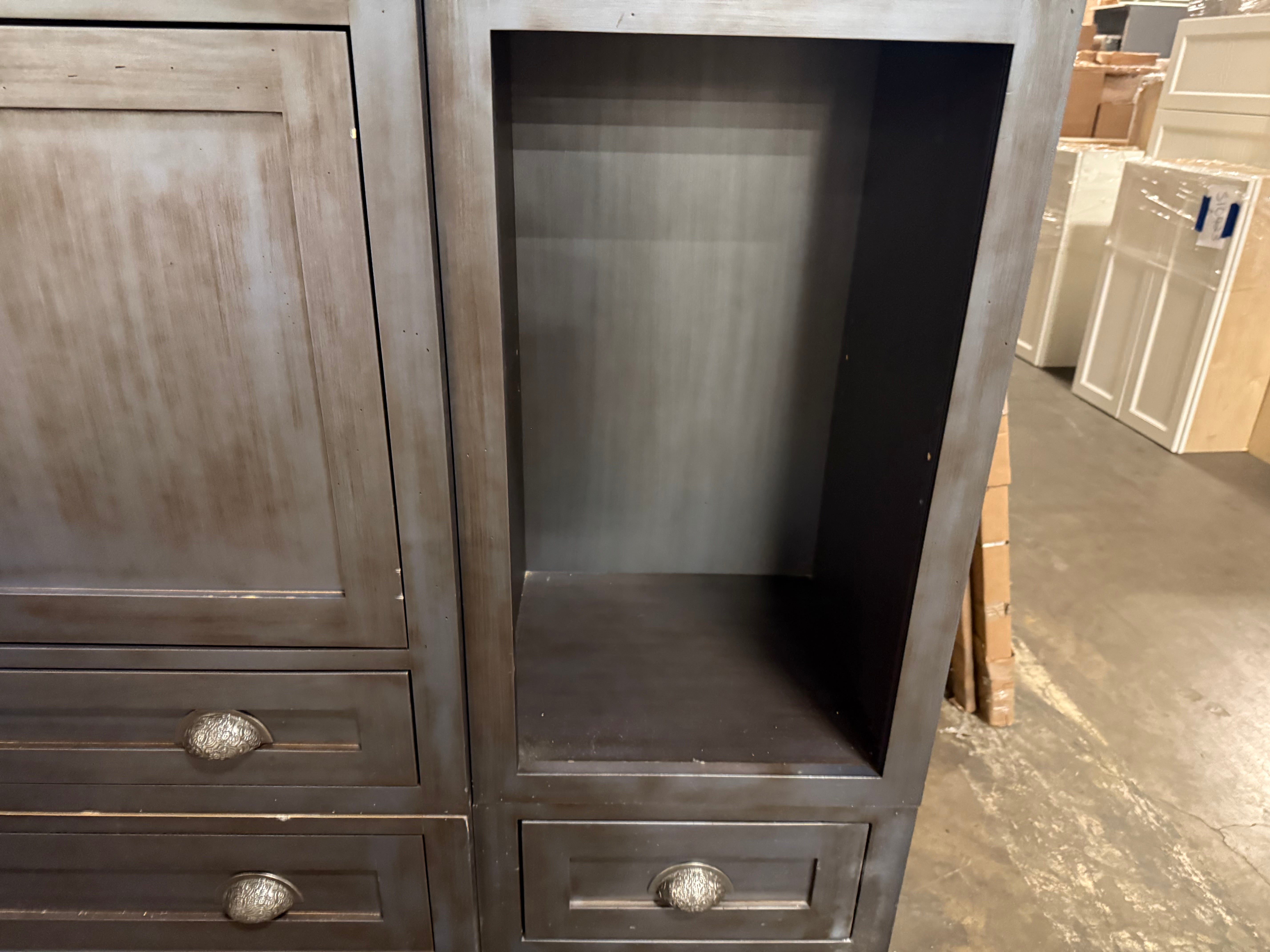 Custom Traditional Distressed Dark Navy Blue Hutch