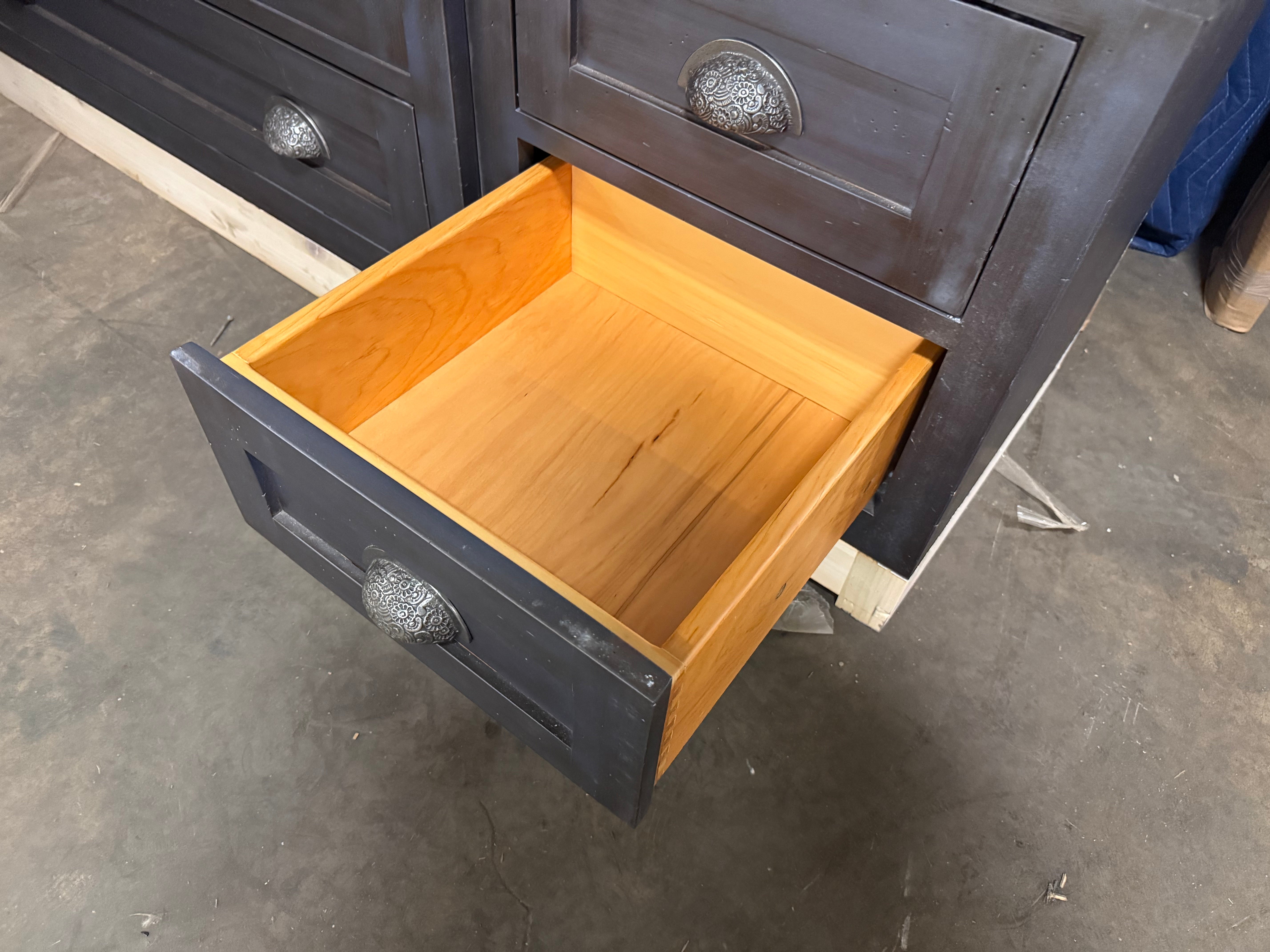 Custom Traditional Distressed Dark Navy Blue Hutch