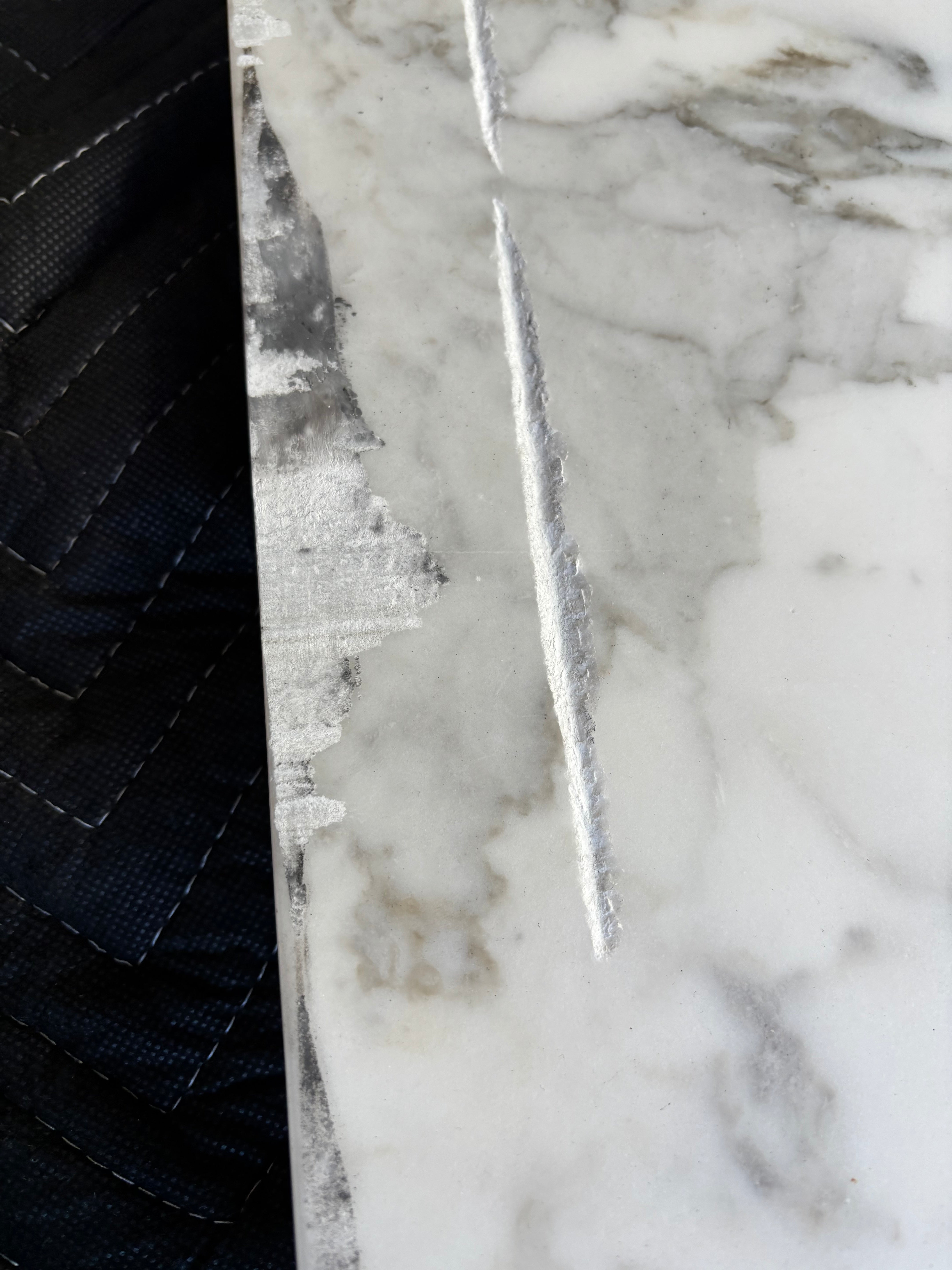 Custom Modern Light Grey Pantry with White Stone Countertops and Stainless Steel Sink