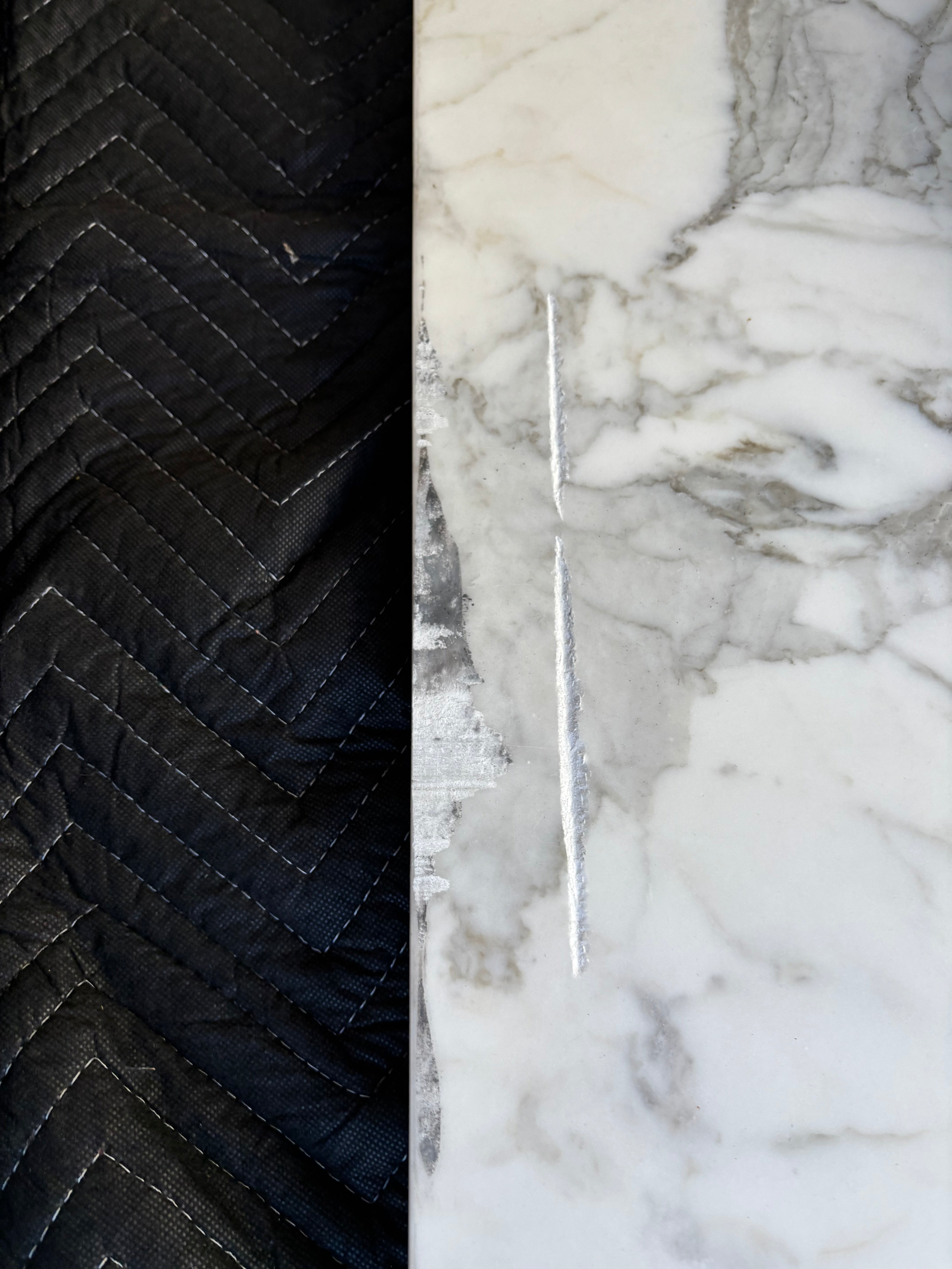 Custom Modern Light Grey Pantry with White Stone Countertops and Stainless Steel Sink