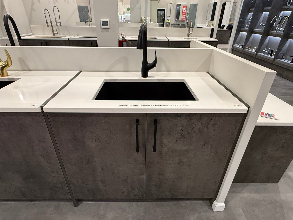 Single Basin Black Sink & Black Faucet with Cabinet