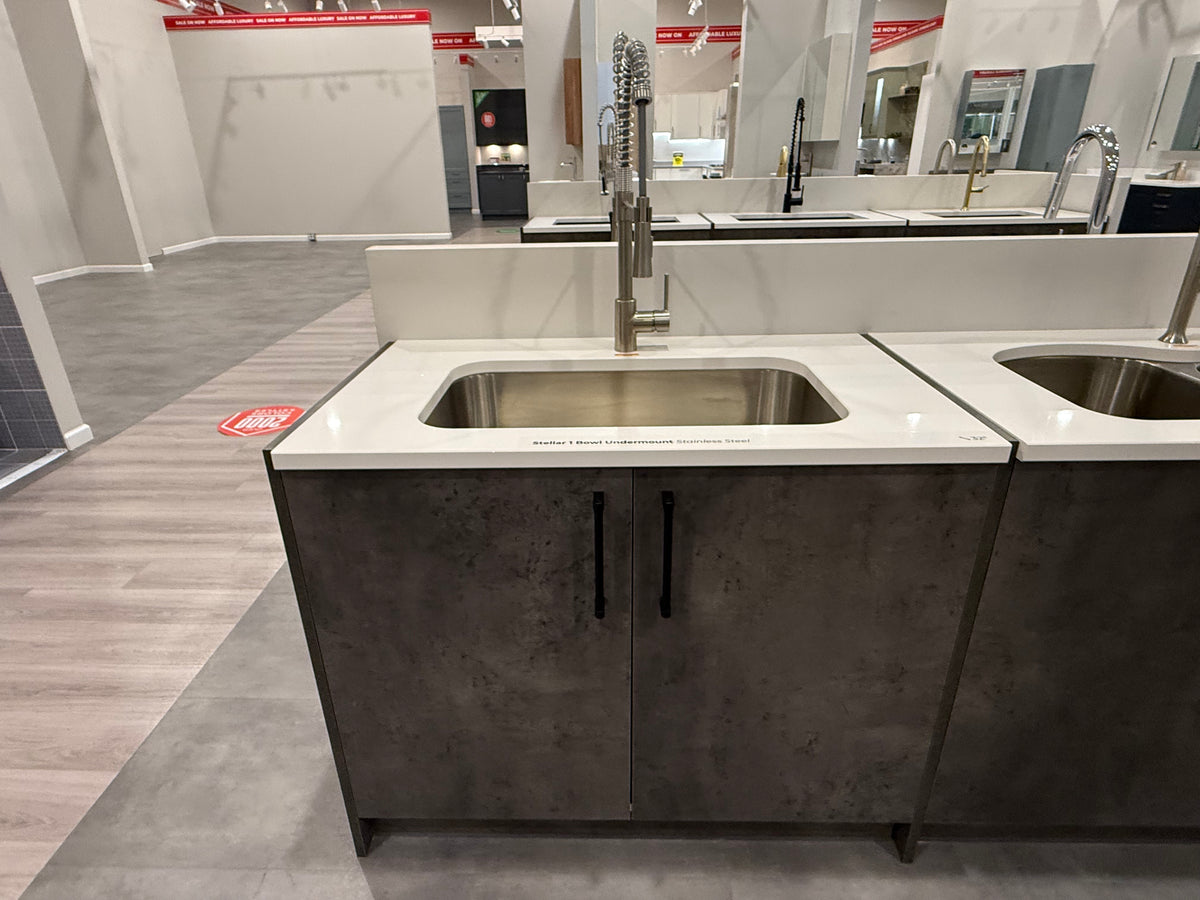 Single Basin Stainless Steel Sink & Brushed Nickel Faucet with Cabinet
