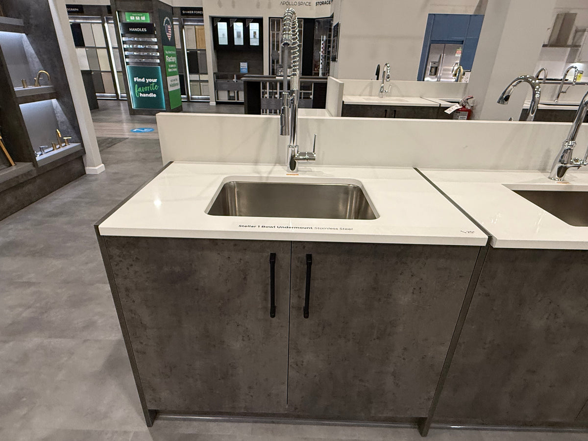 Single Basin Stainless Steel Sink & Polished Chrome Faucet with Cabinet