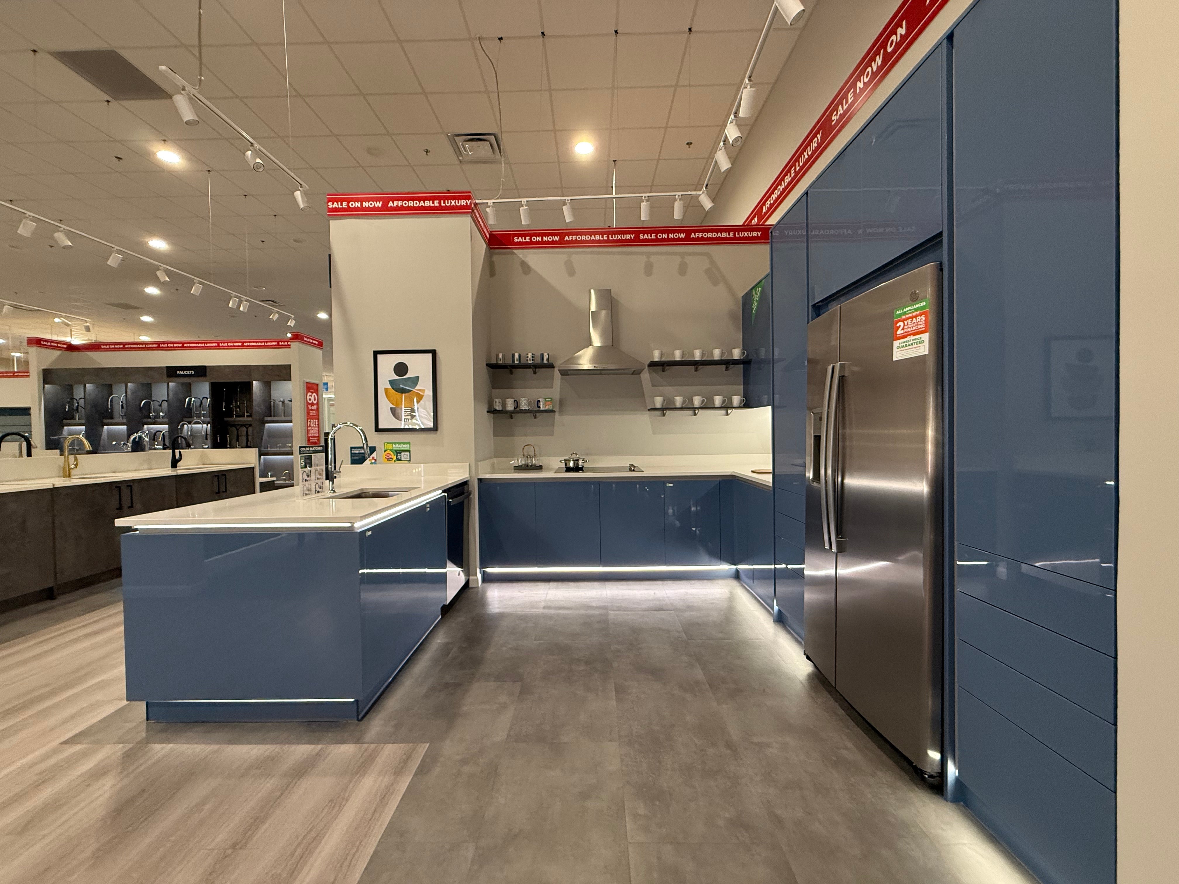 Wren Infinity Plus Blue Gloss Handleless Kitchen