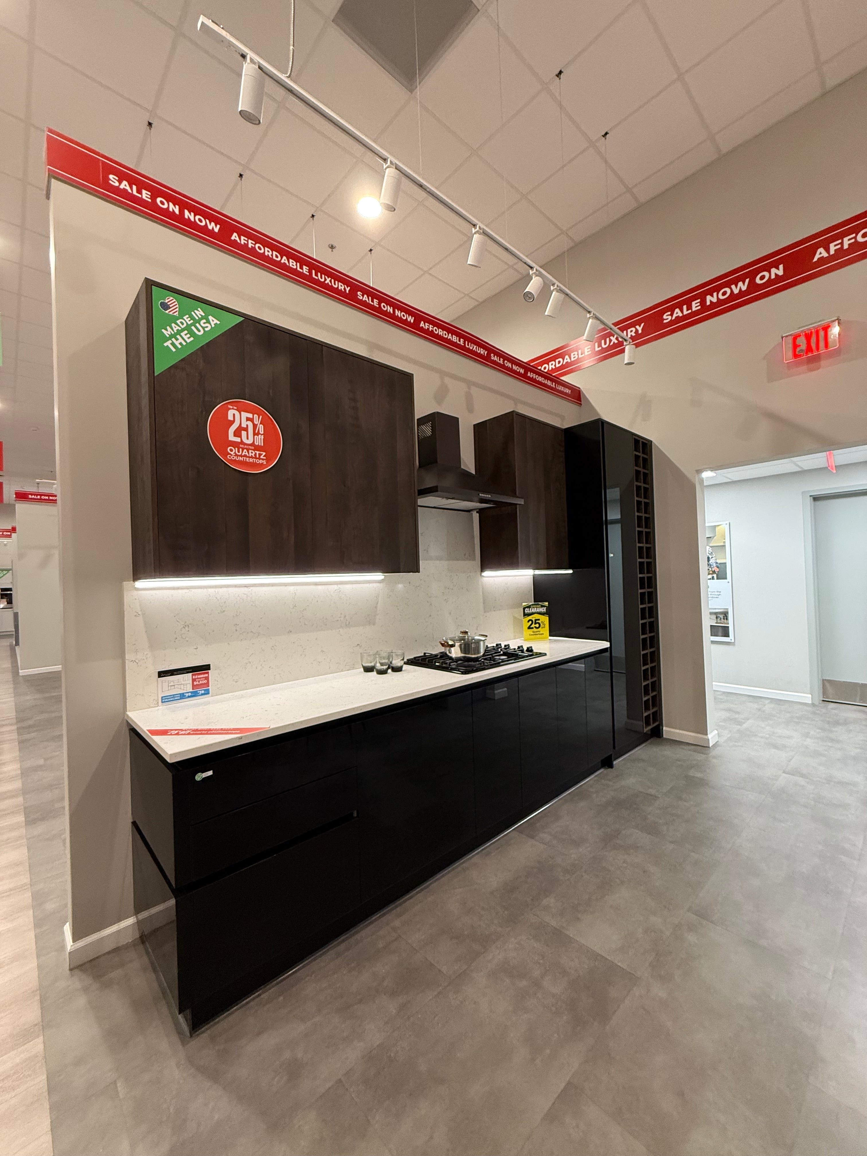 Wren Milano Elements Swiss Oak Matte & Ultra Nero Glass Pantry Wall